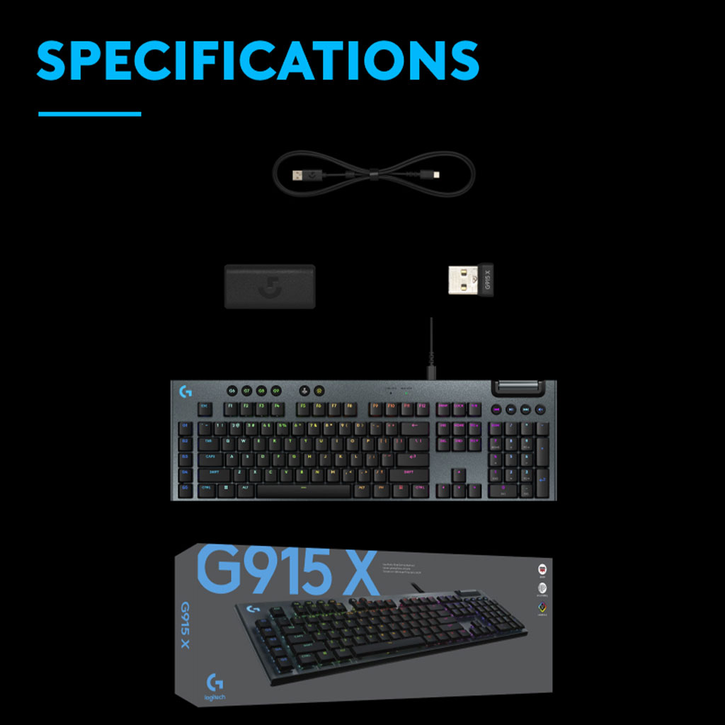 Logitech G915 X Low-Profile Wired Gaming Keyboard คีย์บอร์ดเกมมิ่งมีสาย ...