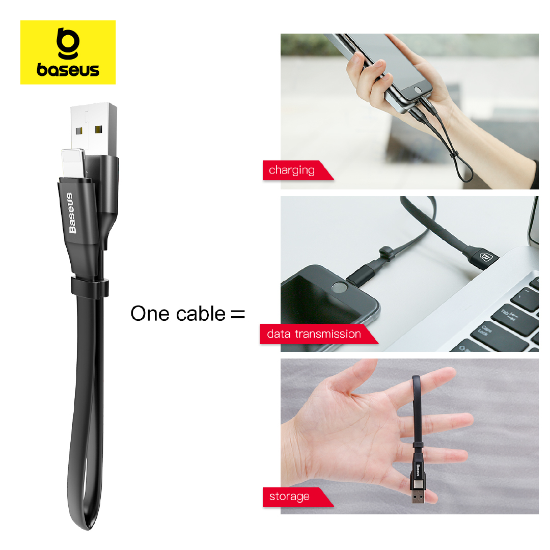 Baseus สายชาร์จ รุ่น Nimble Portable Cable 2A For IP 23cm สีดำ | Shopee ...