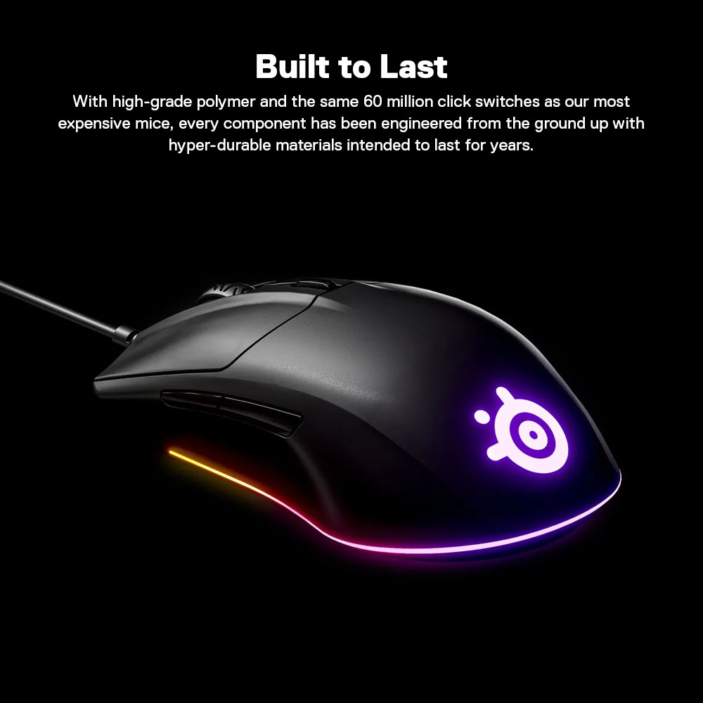 SteelSeries Rival 3 Wired Gaming Mouse เม้าส์เกมมิ่ง 6 ปุ่ม 8,500 CPI ...