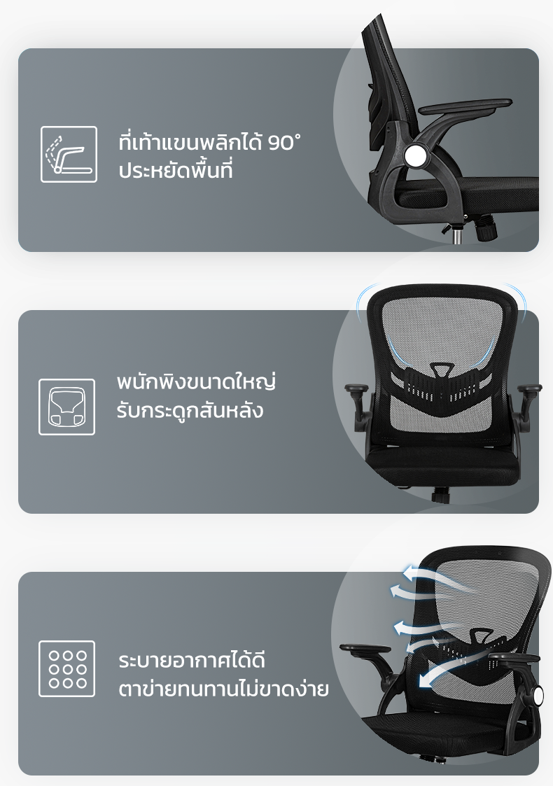 Deli เก้าอี้สำนักงาน เก้าอี้สีดำ เก้าอี้สีขาว เก้าอี้ไบโอนิค ช่วยคลายไหล่ นั่งสบาย ที่วางแขนพับได้ เหล็กชุบโครเมียม เก้าอี้พนักพิงต่ำ รับประกันคุณภาพ อุปกรณ์สำนักงาน Office Chair
