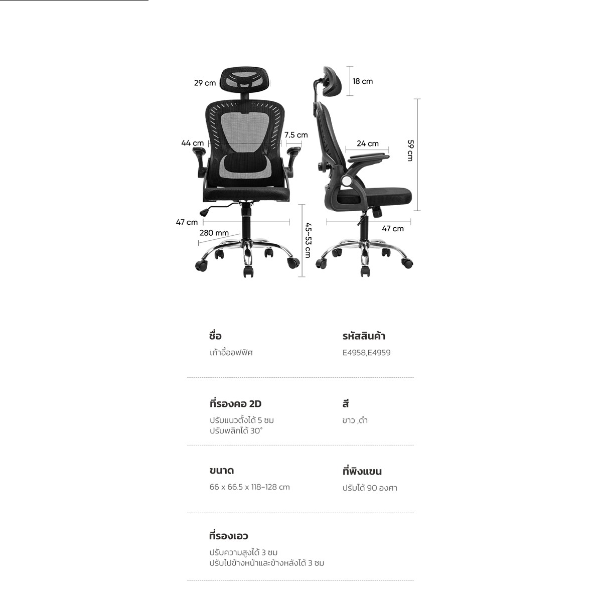 Deli เก้าอี้ทำงานเพื่อสุขภาพ นุ่มสบาย ตามหลักสรีระศาสตร์ Ergonomic เก้าอี้ออฟฟิศ เก้าอี้สำนักงาน ที่นั่งเพื่อสุขภาพ ที่นั่งทำงาน พนักพิงศรีษะ2D ลดการปวดเมื่อย Office Chair