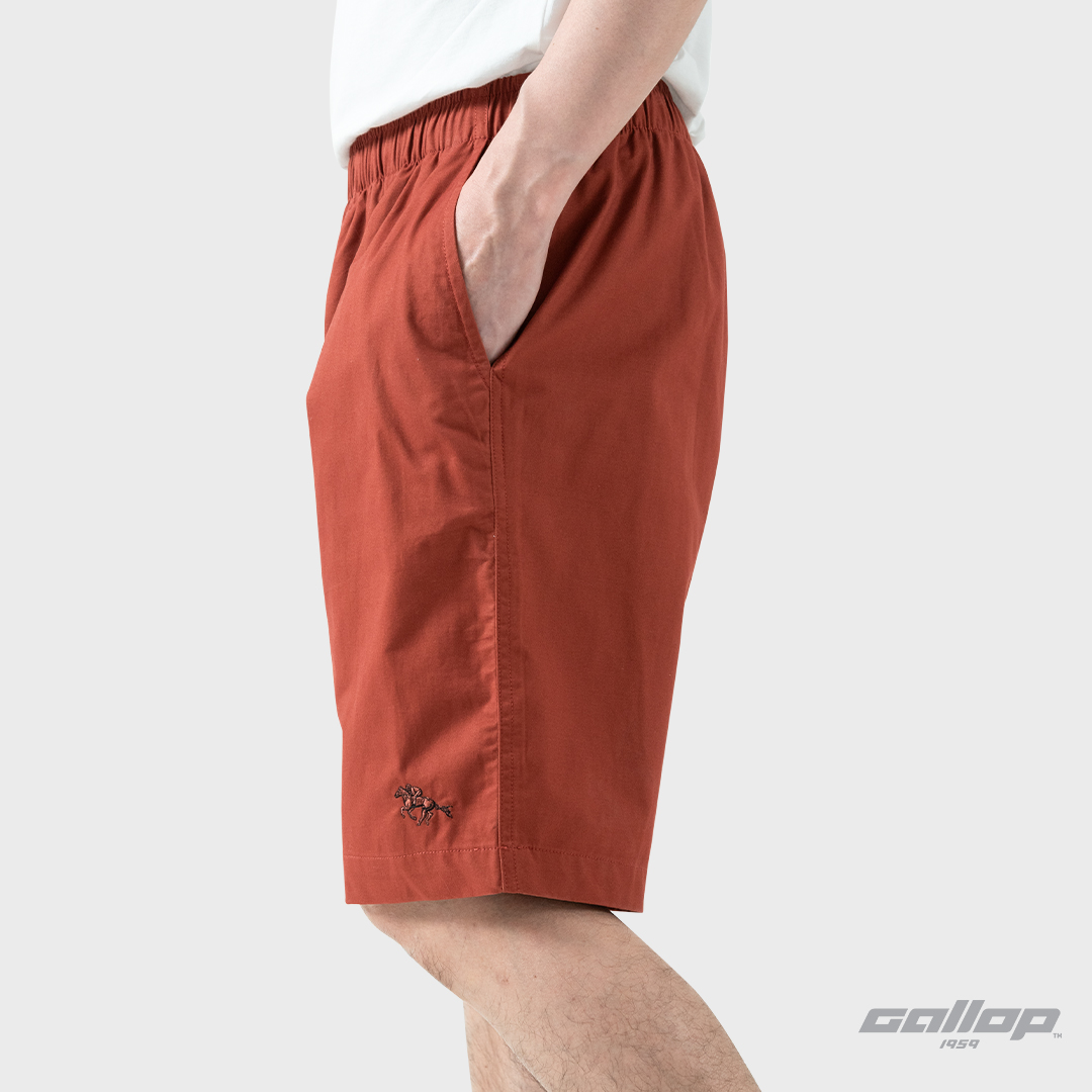 GALLOP : Twill Shorts กางเกงขาสั้นเอวยางยืดผู้ชาย รุ่น GS9027 สี Brick ...
