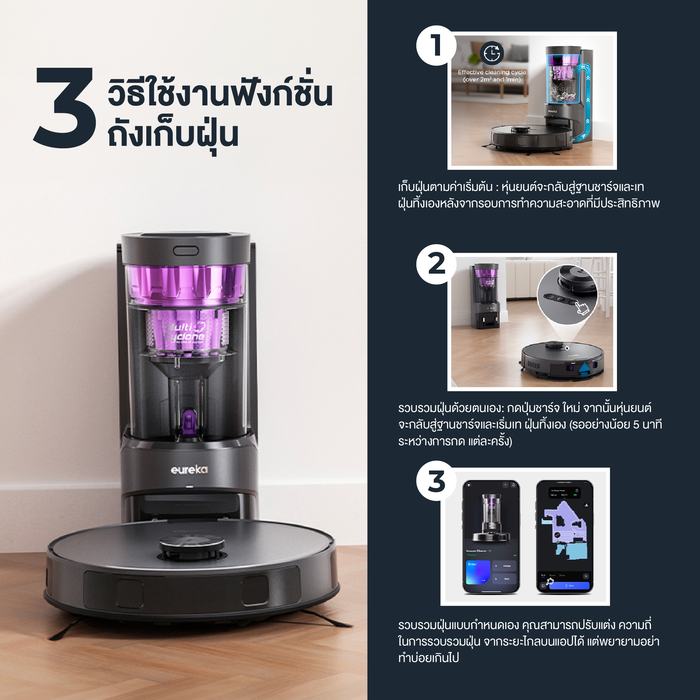 AUTOBOT x Eureka E10s หุ่นยนต์ดูดฝุ่น ถูพื้น Smart Dock 4.0 ไร้ถุงเก็บฝุ่นลดค่าใช้จ่าย แรงดูด 4000Pa