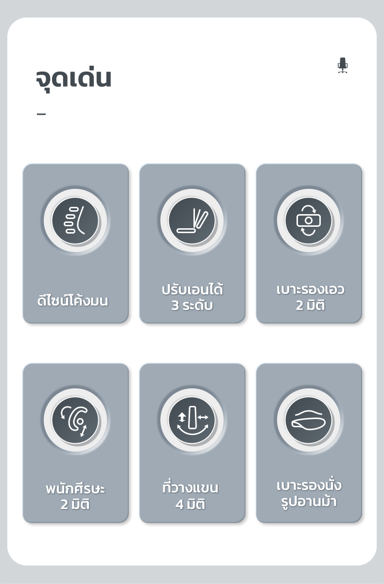 Deli เก้าอี้ทำงานเพื่อสุขภาพ นุ่มสบาย ตามหลักสรีระศาสตร์ Ergonomic ระบายอากาศดีเยี่ยม เกรดพรีเมี่ยม เก้าอี้ออฟฟิศ เก้าอี้ทำงาน เก้าอี้สีดำ เก้าอี้สีเทา ปรับเอนหลังได้ถึง135องศา พนักพิงศีรษะ ปรับที่วางแขนได้ Office Chair