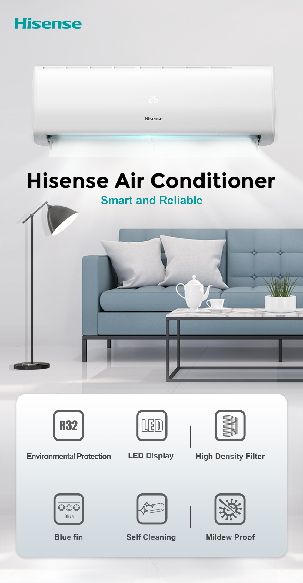 Hisense AS-24TRCE2T CE serie เครื่องปรับอากาศติดผนัง ระบบ Inverter 23000 BTU แอร์ เครื่องปรับอากาศ