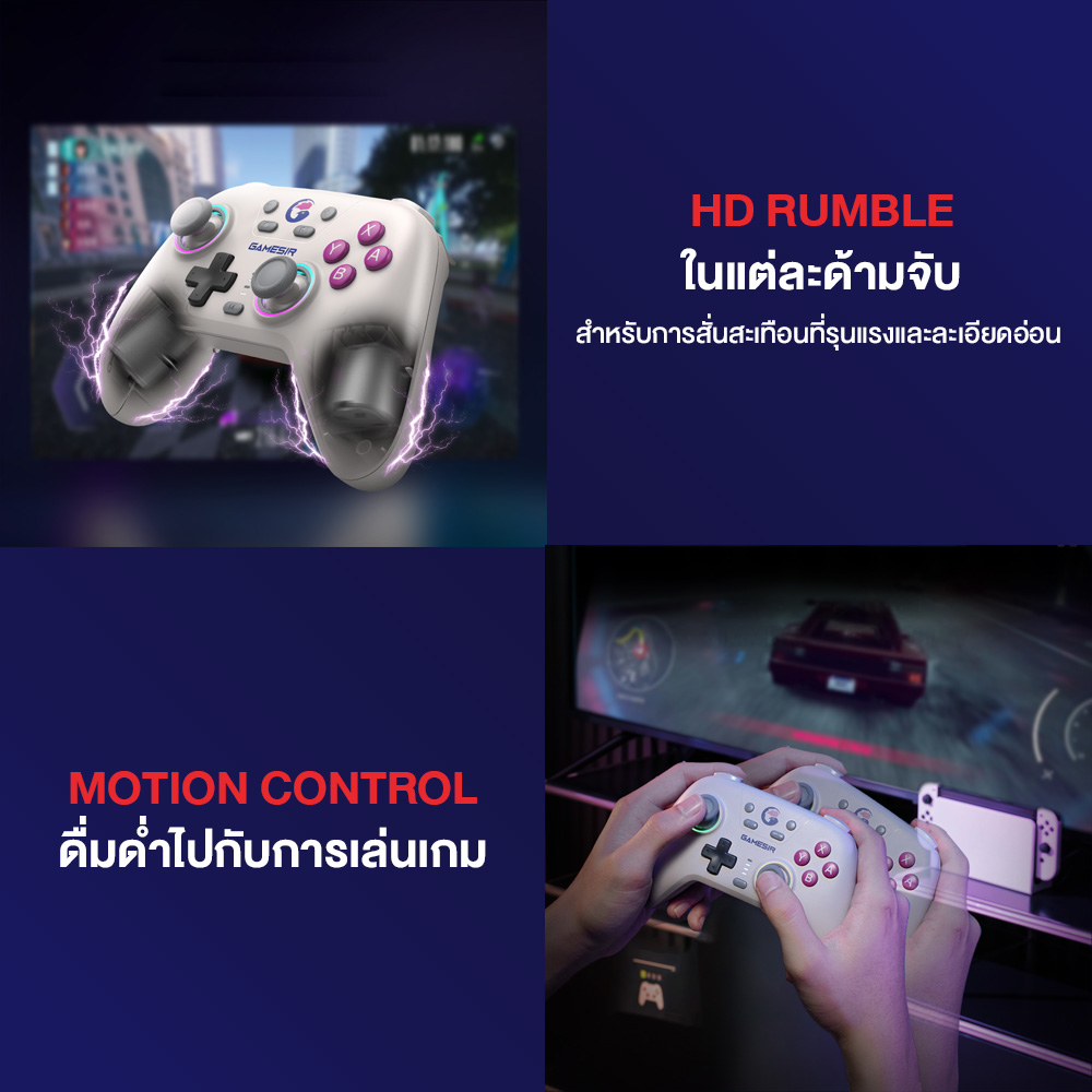 GAMESIR Nova HD Rumble NS Controller จอยเกมไร้สาย ™ Hall Effect และเทคโนโลยี HD Rumble