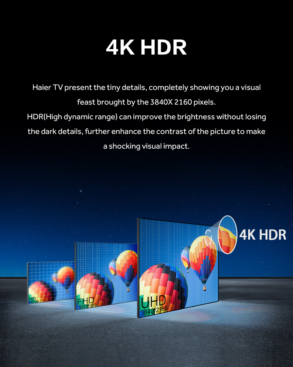 Haier H70K6UG ขนาด 70 นิ้ว TV รุ่น H70K6UG 4K HDR10 Ultra HD Smart Google TV with Dolby Audio