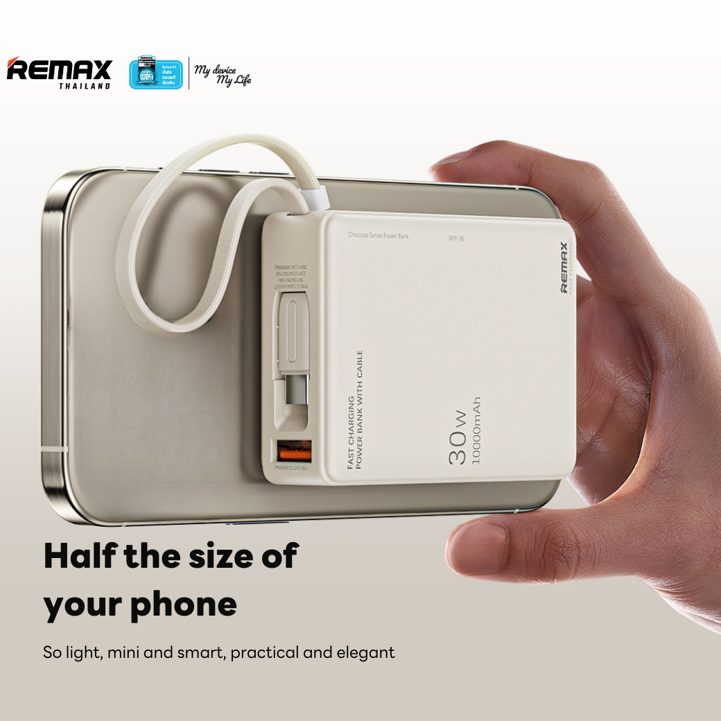 [ CCC ] Remax Power Bank 10000mAh (RPP-86) - แบตสำรอง มีสายในตัว USB ...