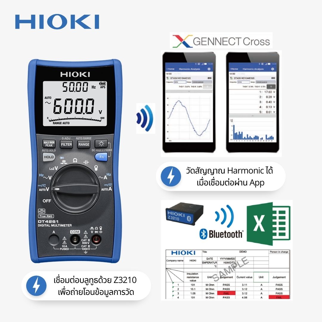 HIOKI DT4261 ดิจิตอลมัลติมิเตอร์ (DMM) รองรับวัดแรงดันสูงได้ถึง CATIII ...