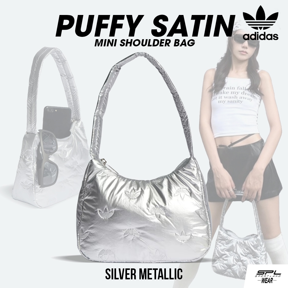 バッグ・カバンその他 Adidas Puffy Satin Mini Shoulder Bag Silver llic NEW adidas Originals Puffy Satin Mini Shoulder Bag Silver
