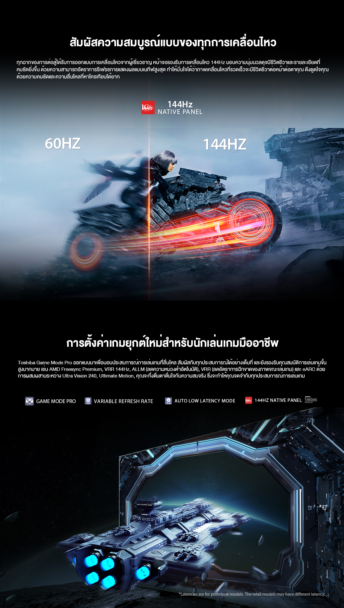 Toshiba TV รุ่น 75Z870MP ทีวี ขนาด 75 นิ้ว Mini-LED 144Hz 4K Ultra HD HDR10+ Far Field Voice control smart TV เกรดคุณภาพ