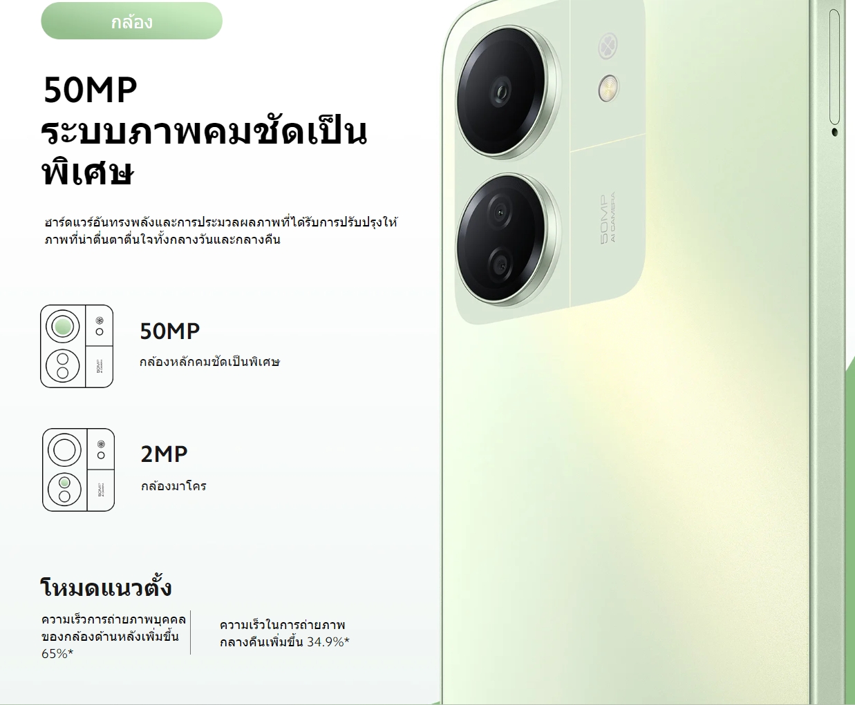 Xiaomi Redmi 13C 8+256GB โทรศัพท์มือถือ แบตเตอรี่ 5000mAh รับประกัน 15 เดือน 90Hz FHD+