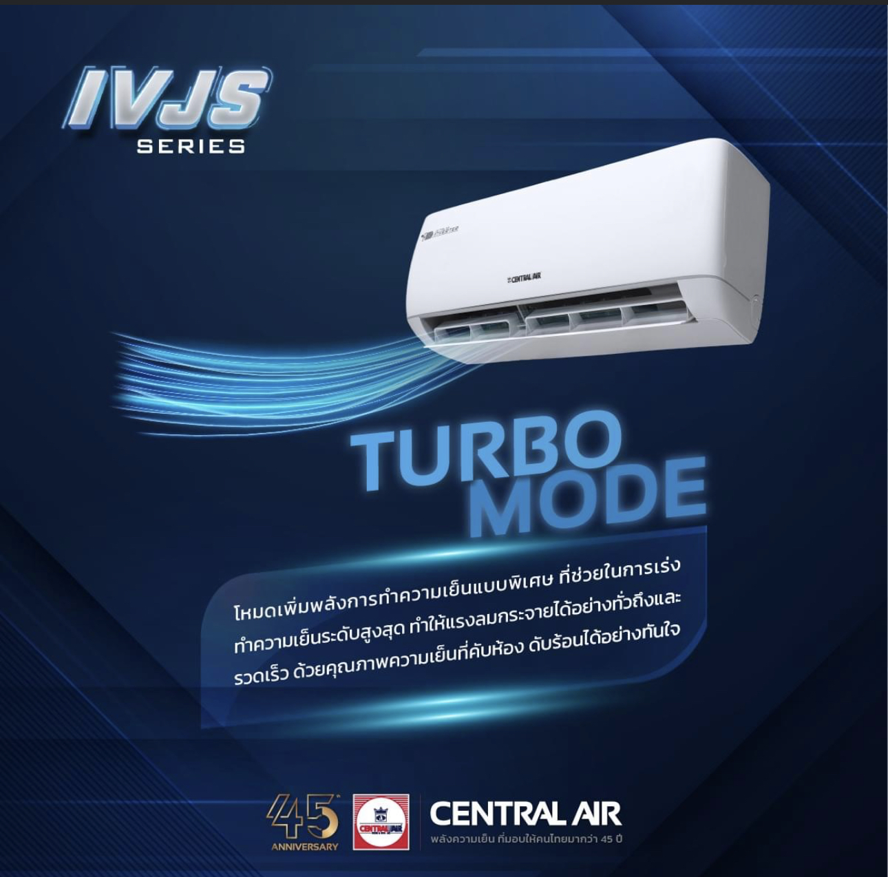 Central Air IVJS-SERIES R32 แอร์ติดผนังระบบอินเวอร์เตอร์ ขนาด 9700-25400 BTU แอร์ เครื่องปรับอากาศ