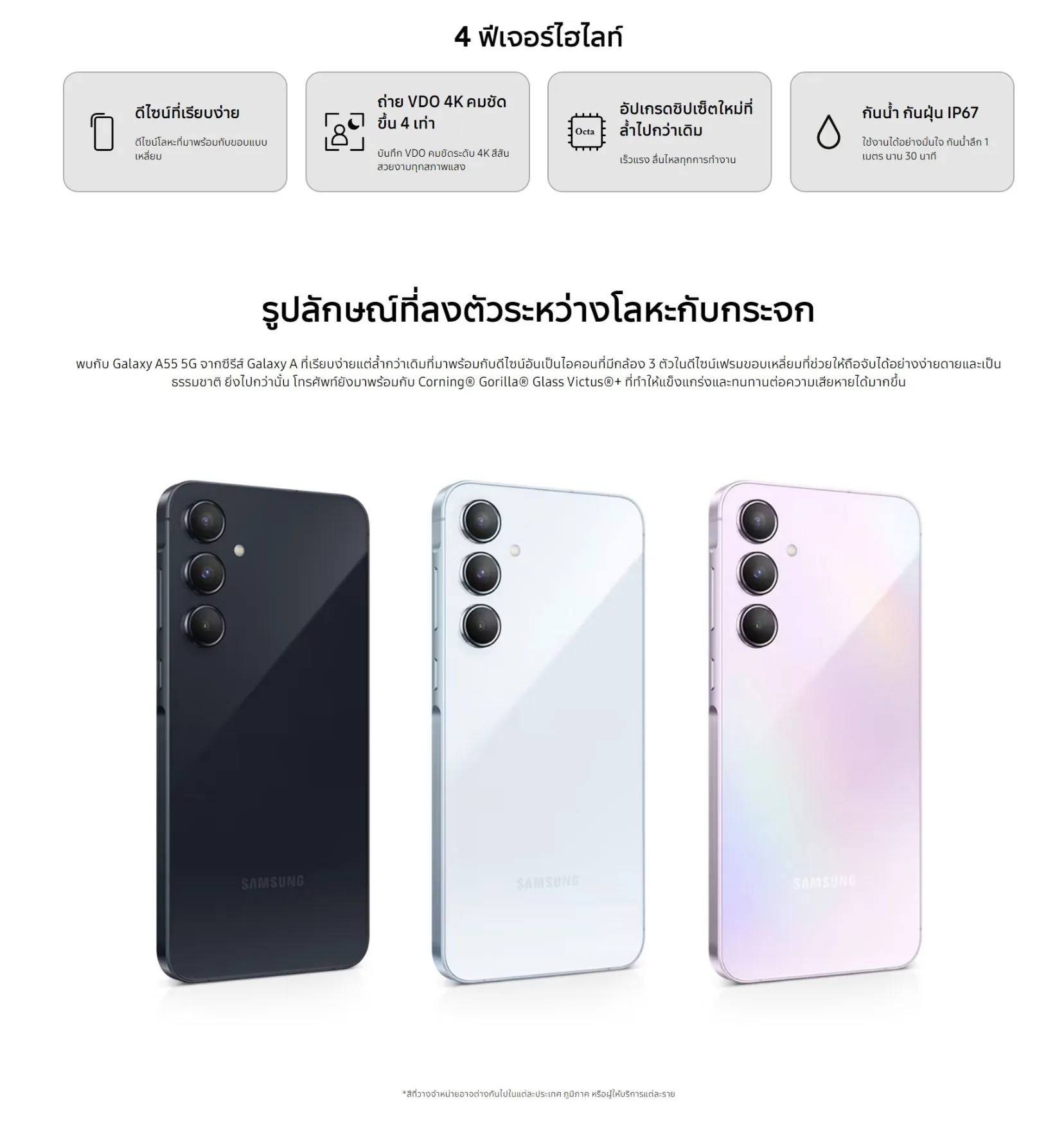 Samsung Galaxy A55 5G 8/128 แบตอึด 5,000mAh ชาร์จไว 25W / จอขนาด 6.6"