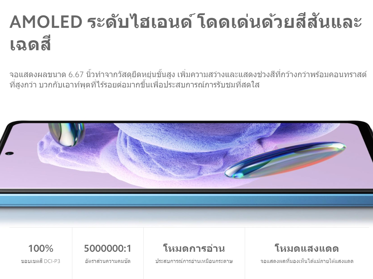 Xiaomi Redmi Note 12 Pro+ 5G 8GB+256GB ชาร์จเร็ว 120W กล้องสามตัว 200MP จอแสดงผล 120Hz AMOLED รับประกัน 15 เดือน
