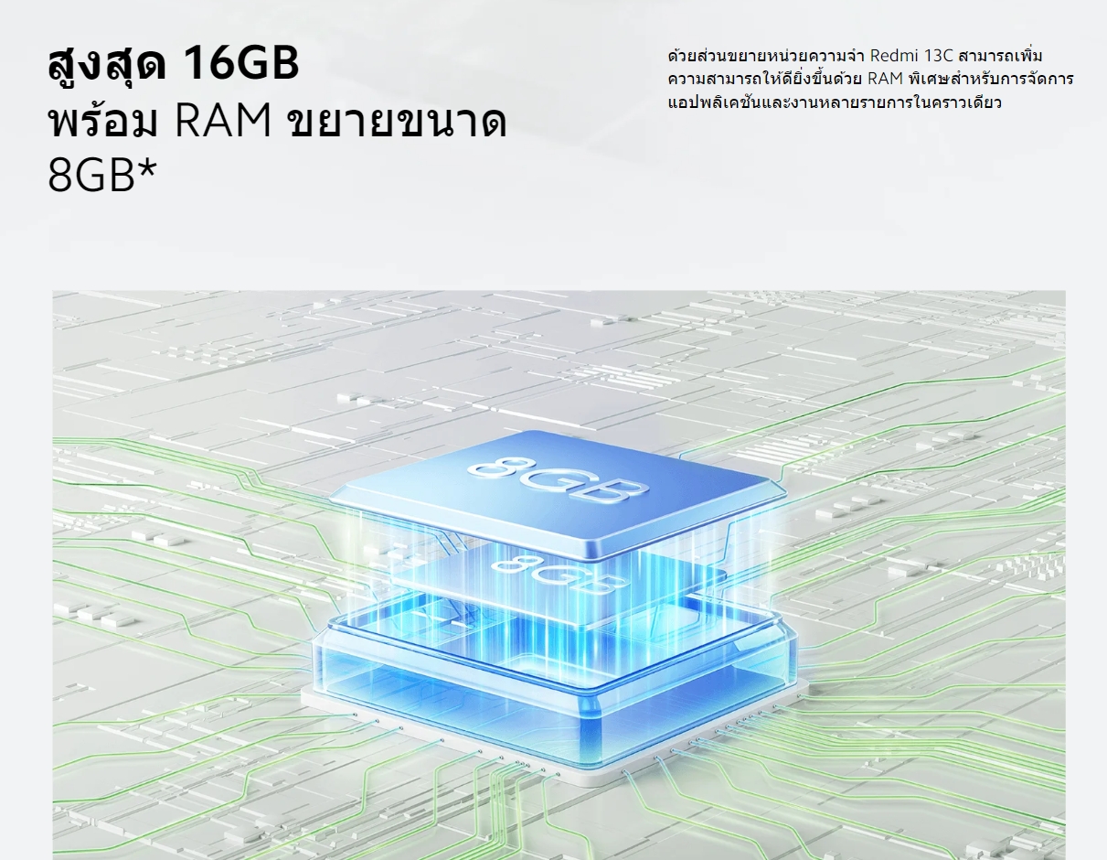 Xiaomi Redmi 13C 8+256GB โทรศัพท์มือถือ แบตเตอรี่ 5000mAh รับประกัน 15 เดือน 90Hz FHD+