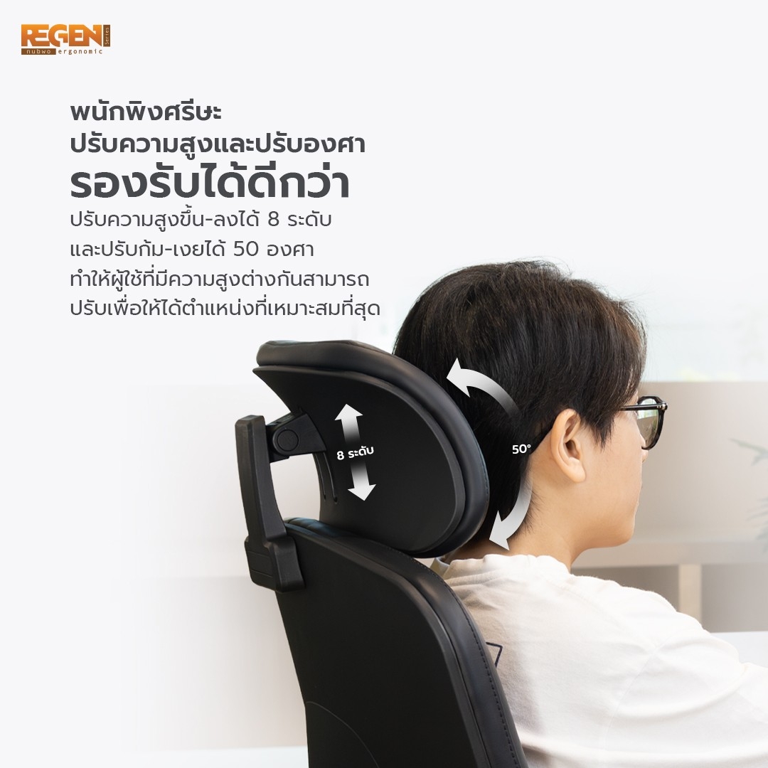 NUBWO REGEN เก้าอี้ทำงานเพื่อสุขภาพผลิตจากหนัง PU นุ่มสบาย เก้าอี้สีดำ สีเหลือง สีแดง สีขาว ออกแบบเพื่อรองรับสรีระ Ergonomic ระบายอากาศดีเยี่ยม แก้ปัญหา Office Syndrome รุ่น NXRG02