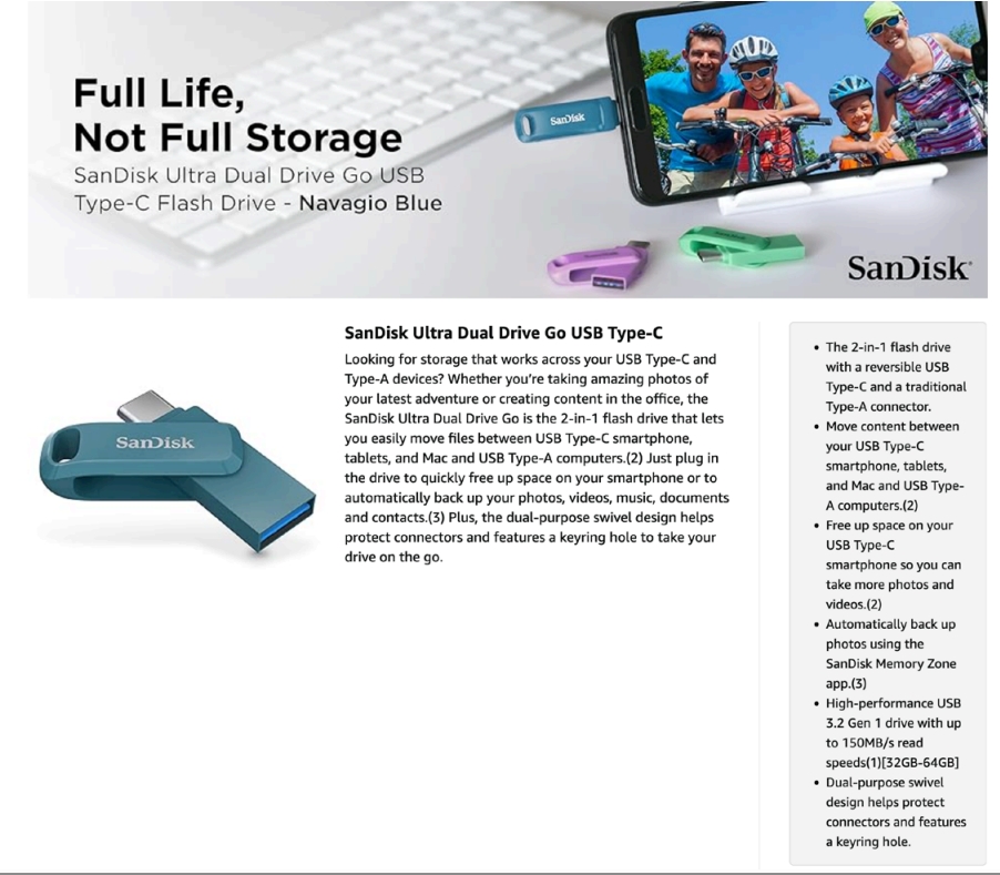 SanDisk Ultra Dual Drive Go USB Type-C (SDDDC3) 64GB 128GB 256GB ...