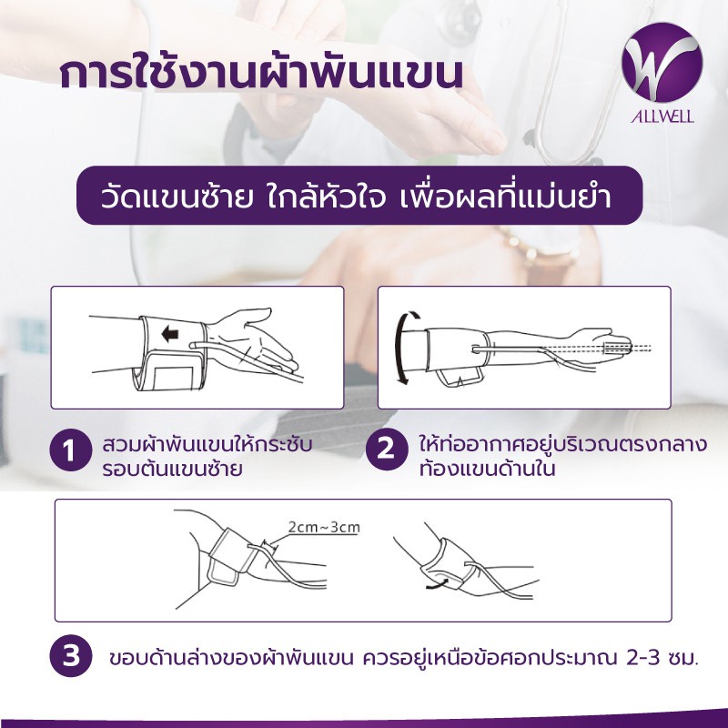 Allwell BSX593 เครื่องวัดความดัน หน้าจอสี เสียงไทย รับประกัน 5 ปี Blood Pressure Monitor