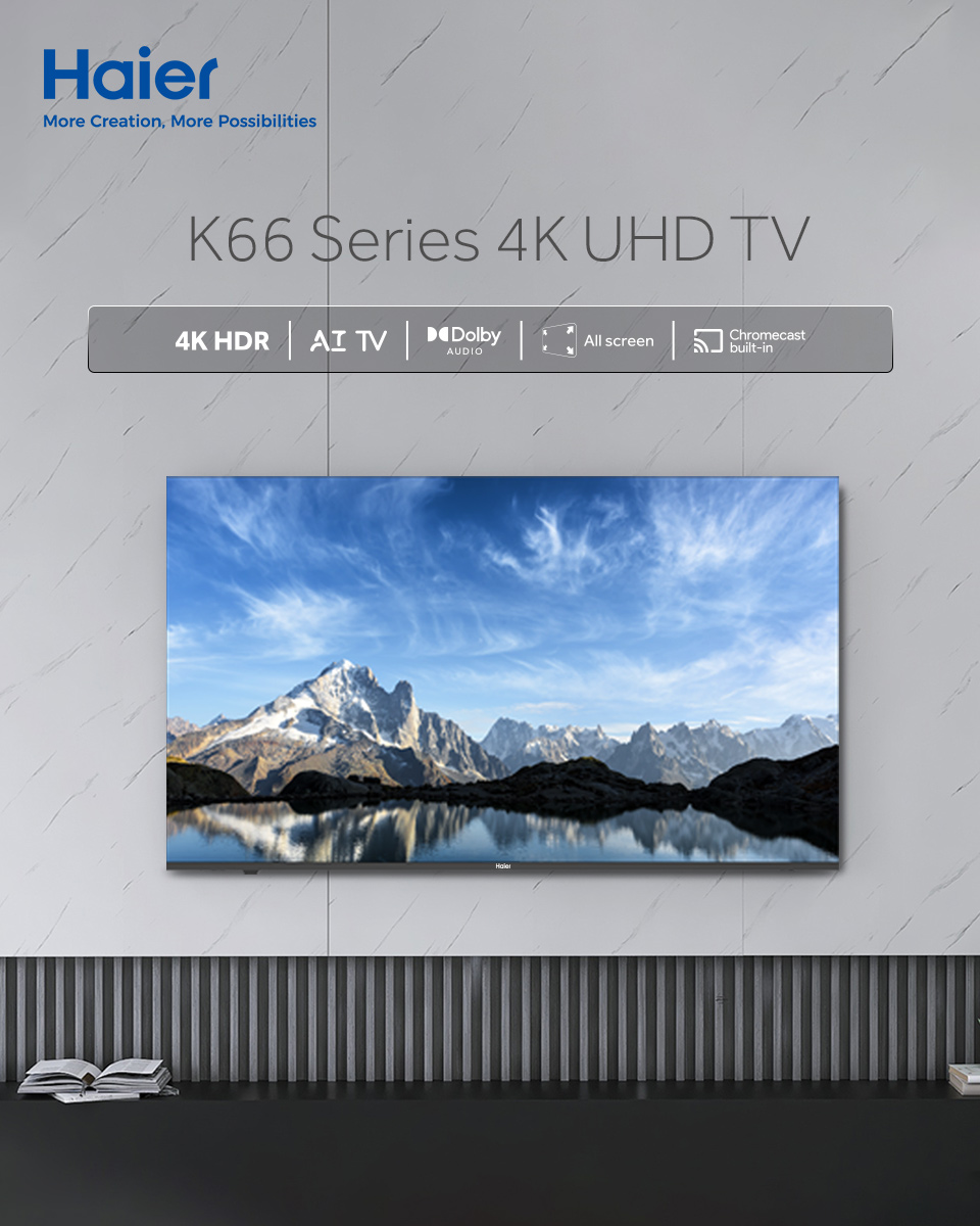 Haier H70K6UG ขนาด 70 นิ้ว TV รุ่น H70K6UG 4K HDR10 Ultra HD Smart Google TV with Dolby Audio