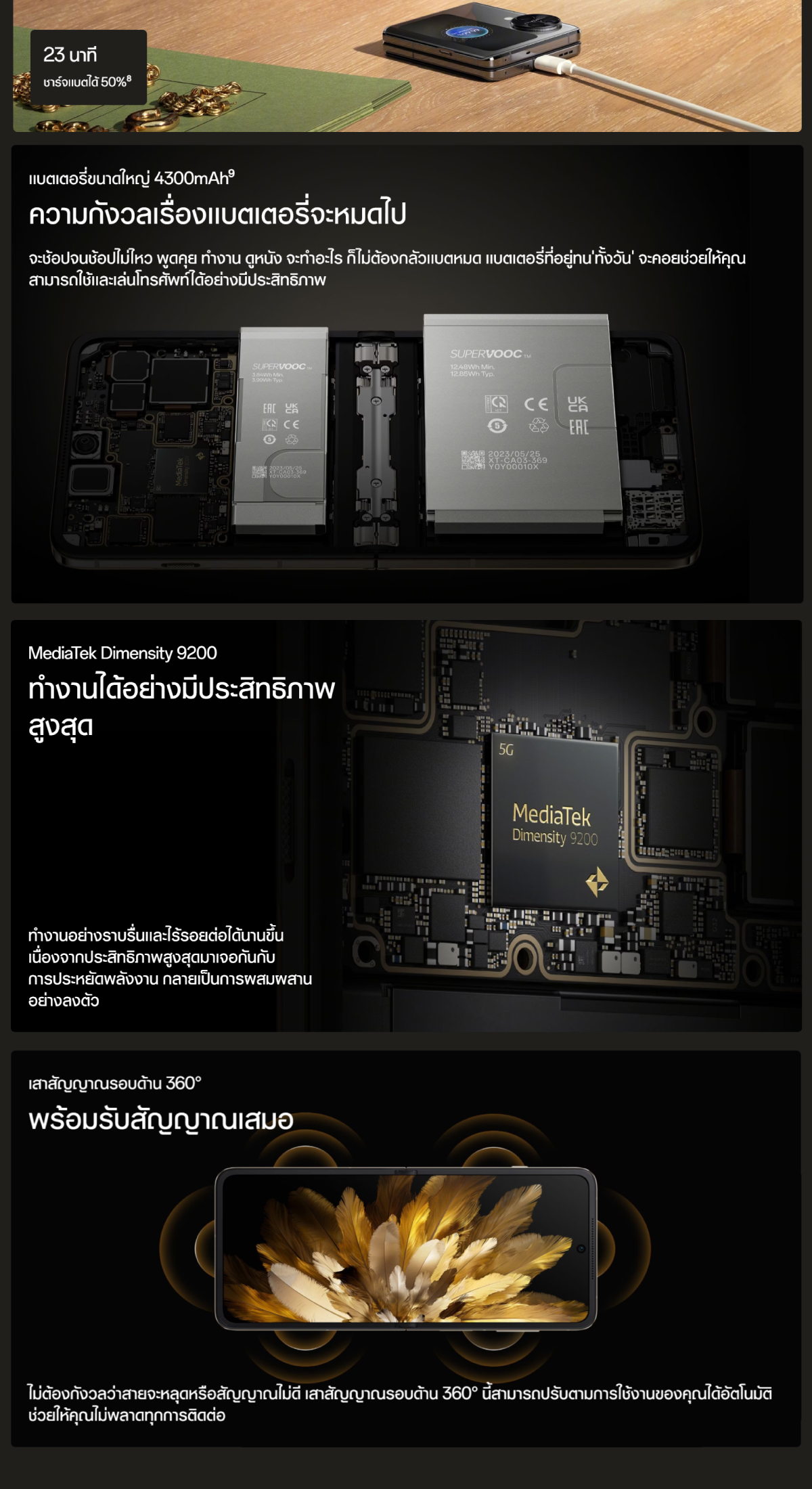 OPPO Find N3 Flip (12+256) | โทรศัพท์มือถือ กล้อง 50 MP ชาร์จไว 44W แบตเตอรี่ 4300 mAh รับประกัน 12 เดือน