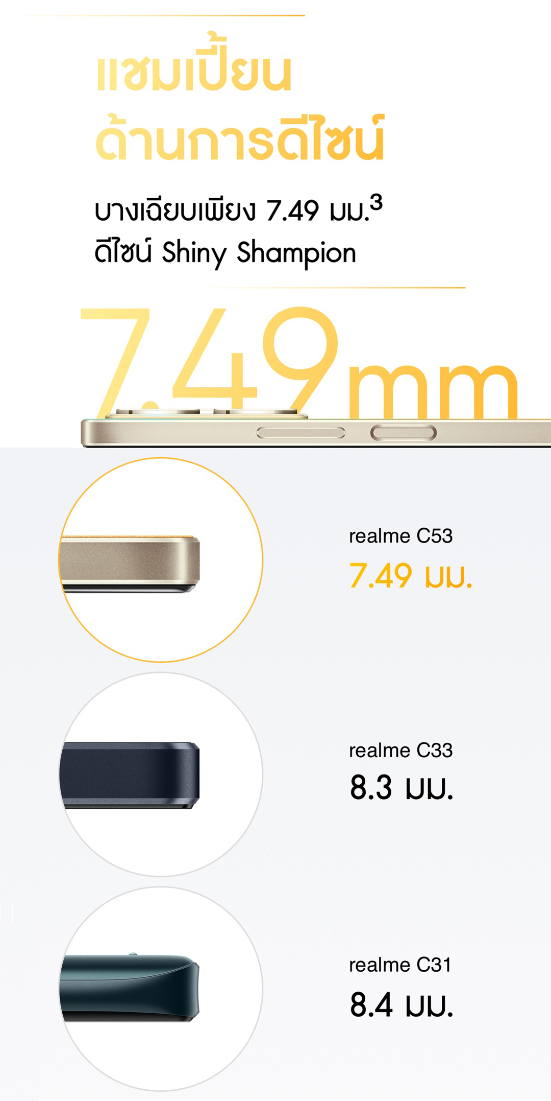 Realme C53(8+256GB) ชาร์จไว SUPERVOOC 33W กล้อง AI 50MP Dynamic Ram ได้สูสุดถึง 12GB แบตเตอรี่5000mAh