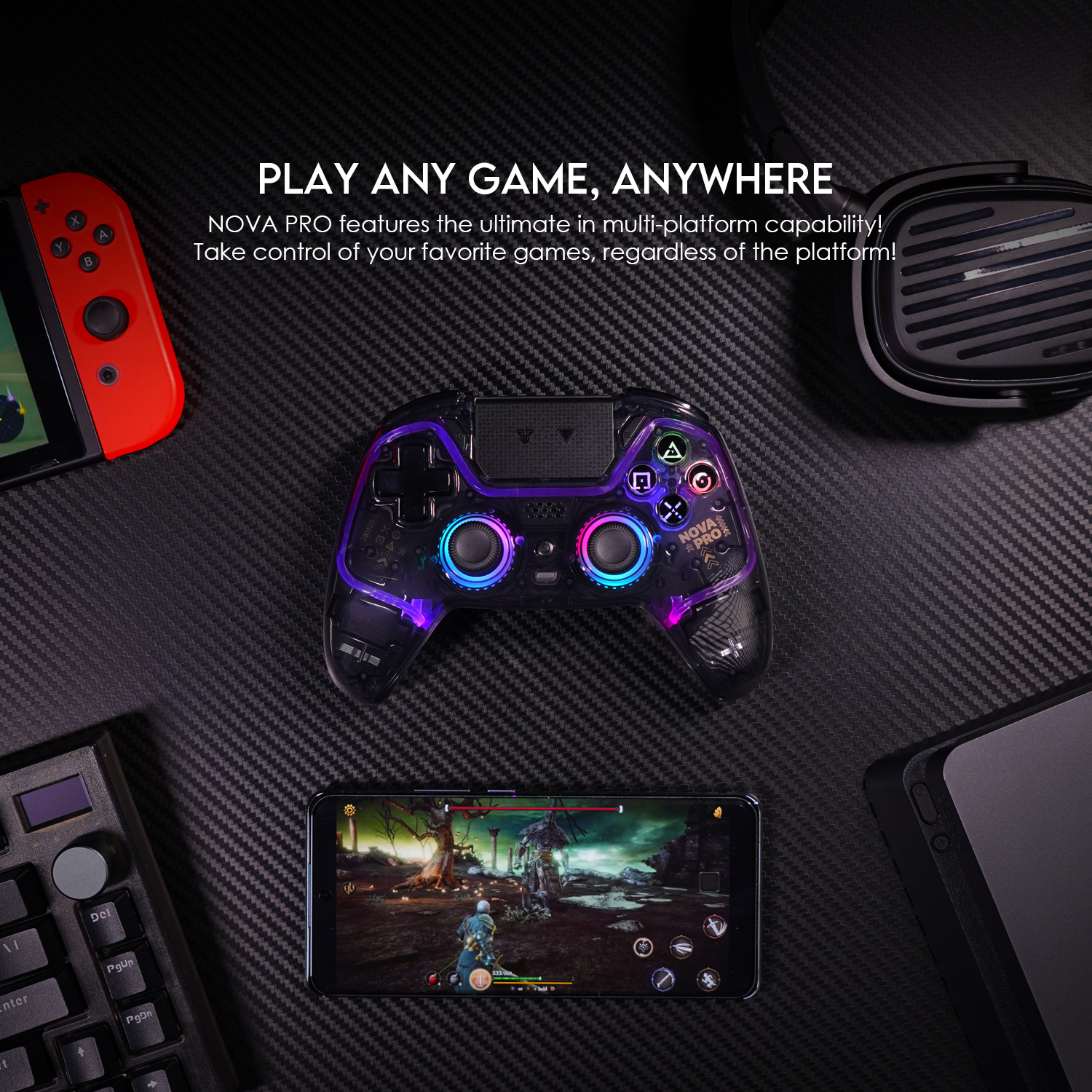 FANTECH NOVA PRO WGP14 V2 Joystick จอยเกมมิ่งไร้สาย BT รองรับ PC/Steam, Switch, PS3, PS4