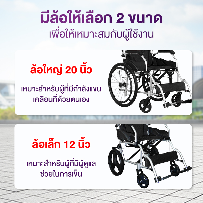 Allwell รถเข็นวีลแชร์ เกรดเครื่องมือแพทย์ รับประกัน 1 ปี รถเข็นผู้สูงอายุ รถเข็นผู้ป่วย Wheelchair