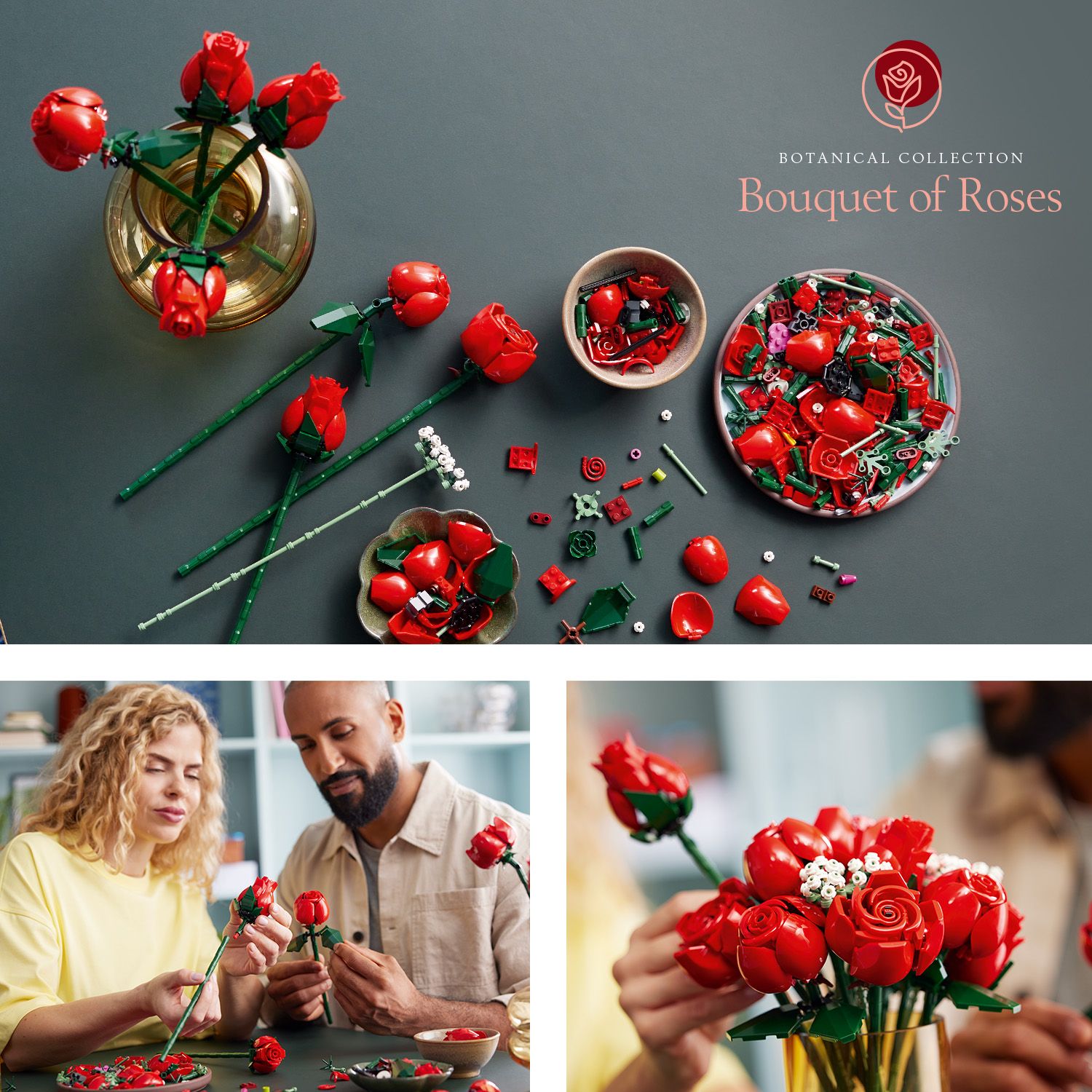 LEGO Icons 10328 Bouquet of Roses Building Set (822pcs.), Building ...