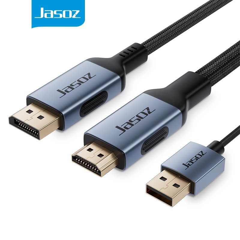 ⚡COD⚡Jasoz HDMI to DP Cable 4K สายเชื่อมต่อหน้าจอ DP สายเคเบิ้ล แปลง DP ...