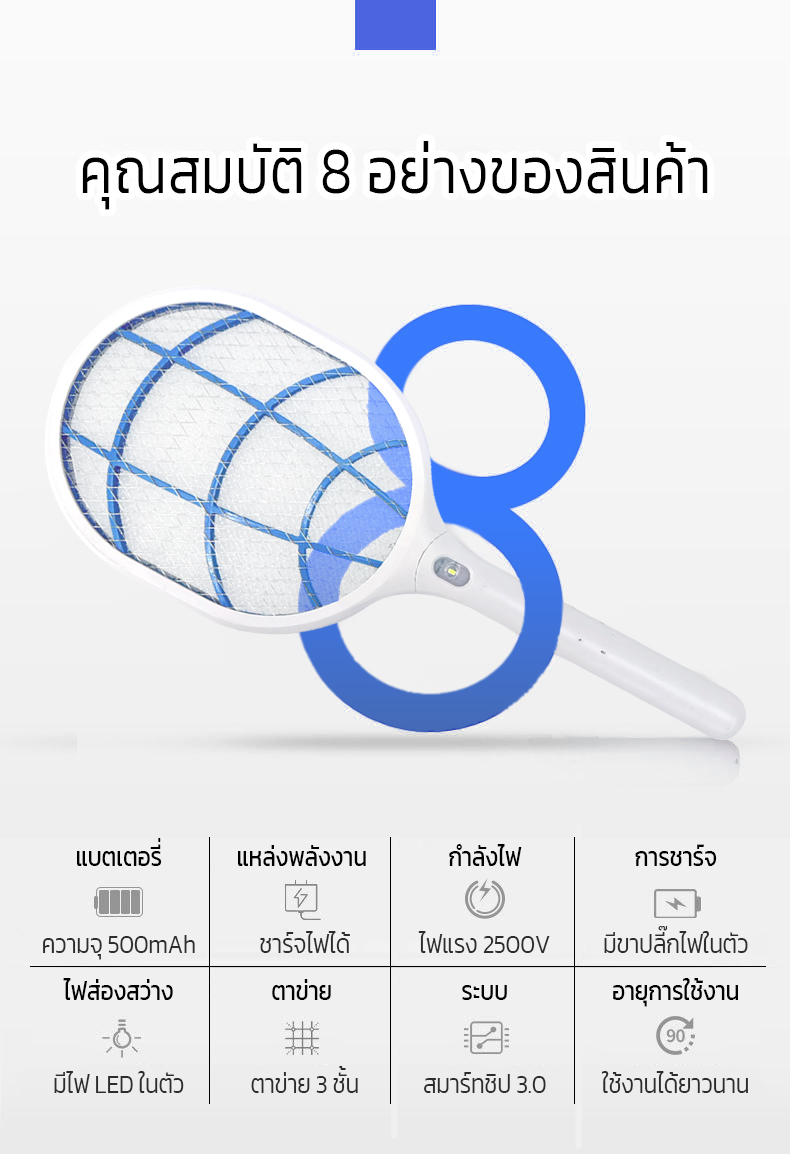 Neobee ไม้ตียุงไฟฟ้า ไม้ช๊อตยุง ไม้ตียุง ชาร์จไฟได้ ไม่ช๊อตมือเด็ก ตี ...