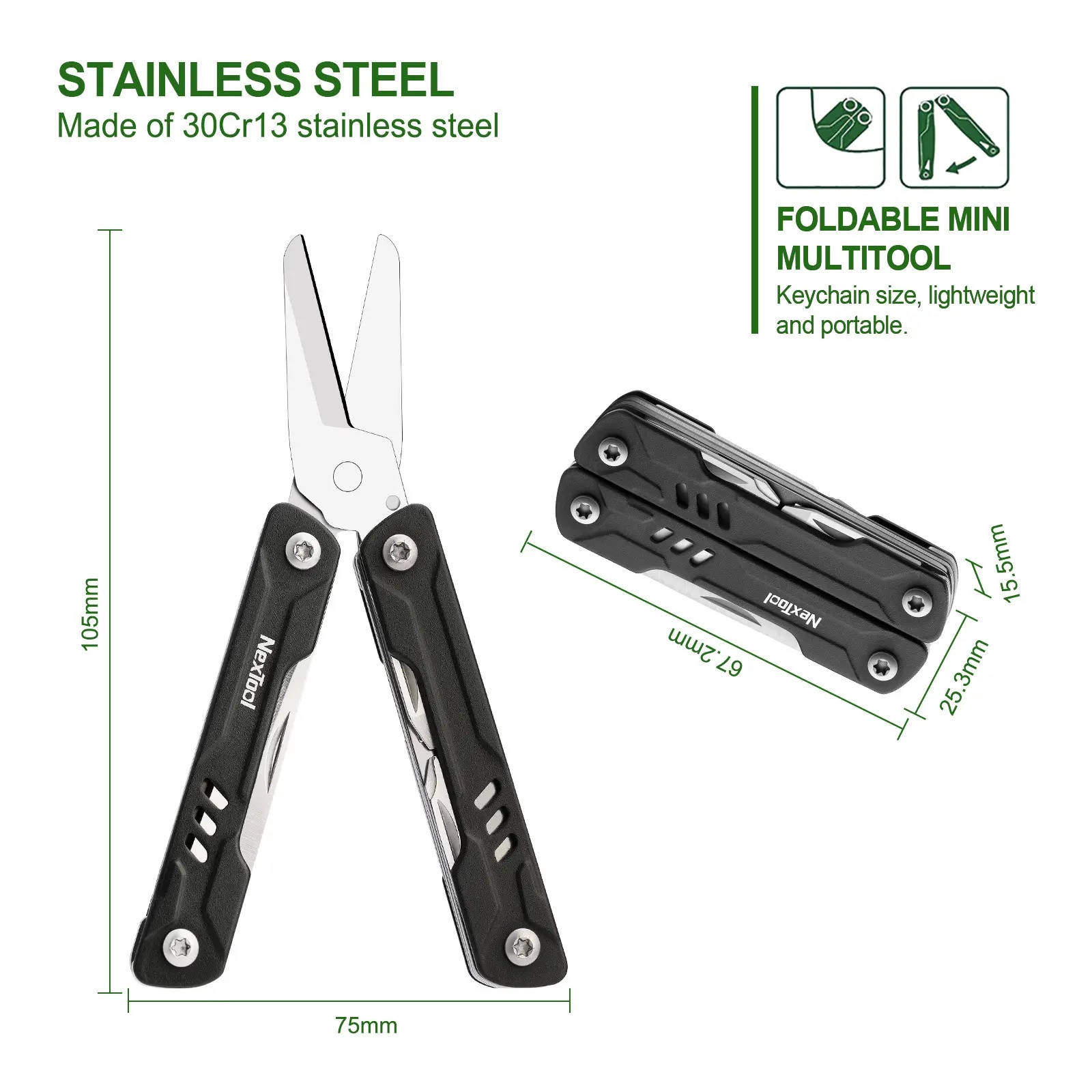 กรรไกรและคีม Nextool Mini Sailor( Scissors Version )10 in 1 Mini ...