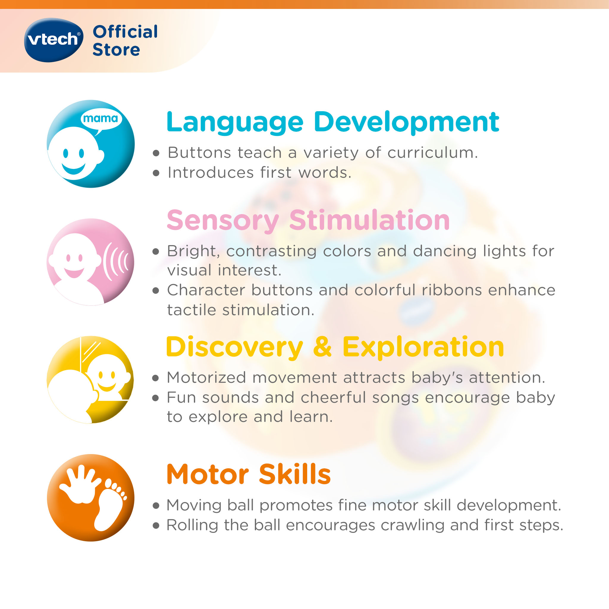 VTech Move & Crawl Ball วีเทค ของเล่นลูกบอลหัดคลาน ของเล่นเด็ก 6/ 9 /12 ...