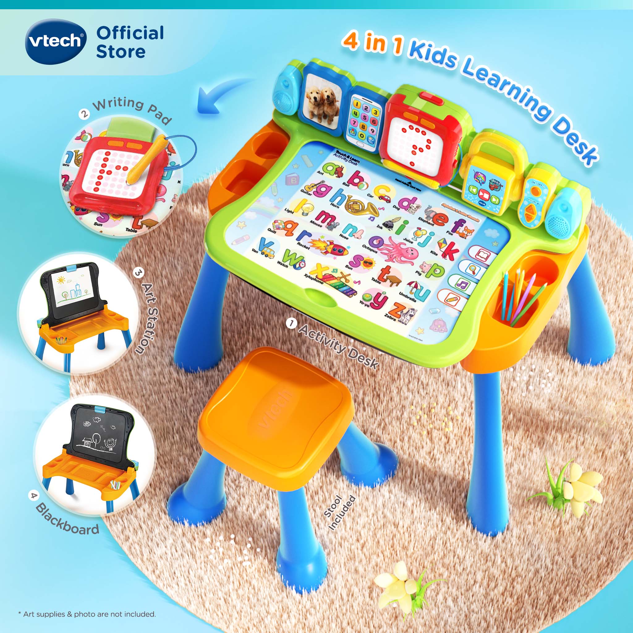 VTech 4 in 1 Kids Learning Desk 【Touch & Learn Activity Desk】Toys + 9 ...