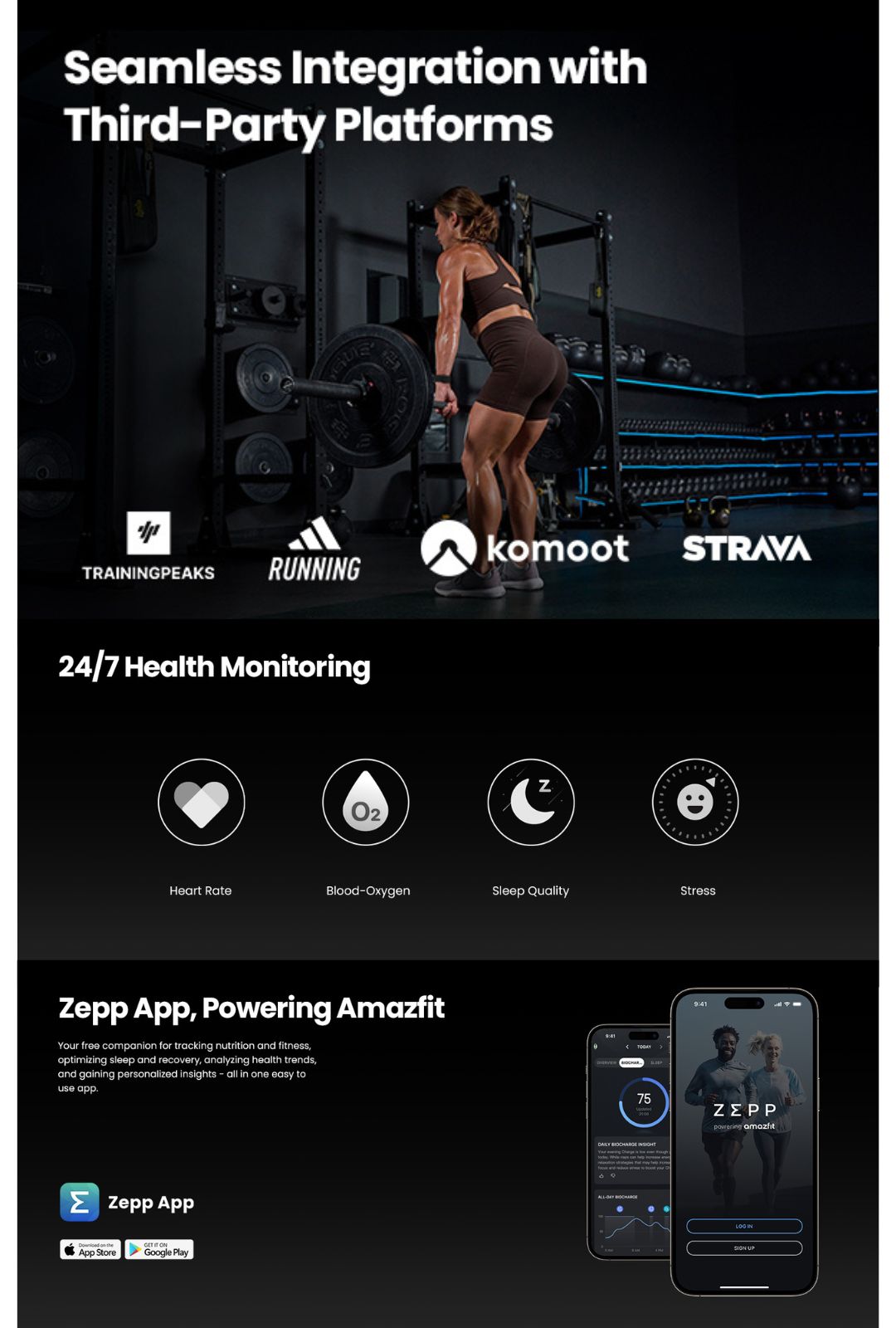 Amazfit Helio Strap สายรัดข้อมืออัจฉริยะ BioCharge แบตสูงสุด10 วัน