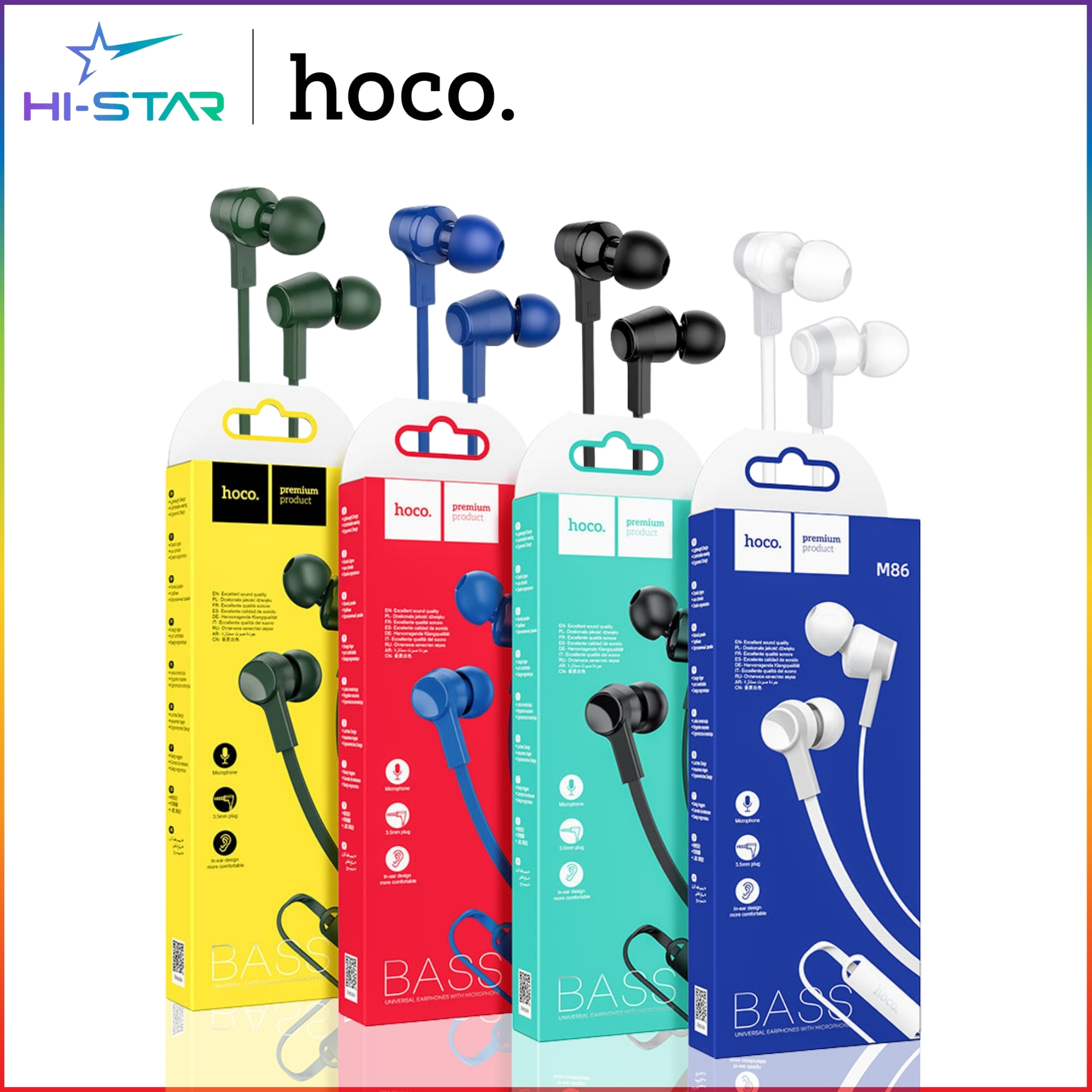 Hoco M86- M106-M88 หูฟังอินเอียร์ ช่องเสียบแบบกลม พร้อมจุกยาง เสียงดี ...