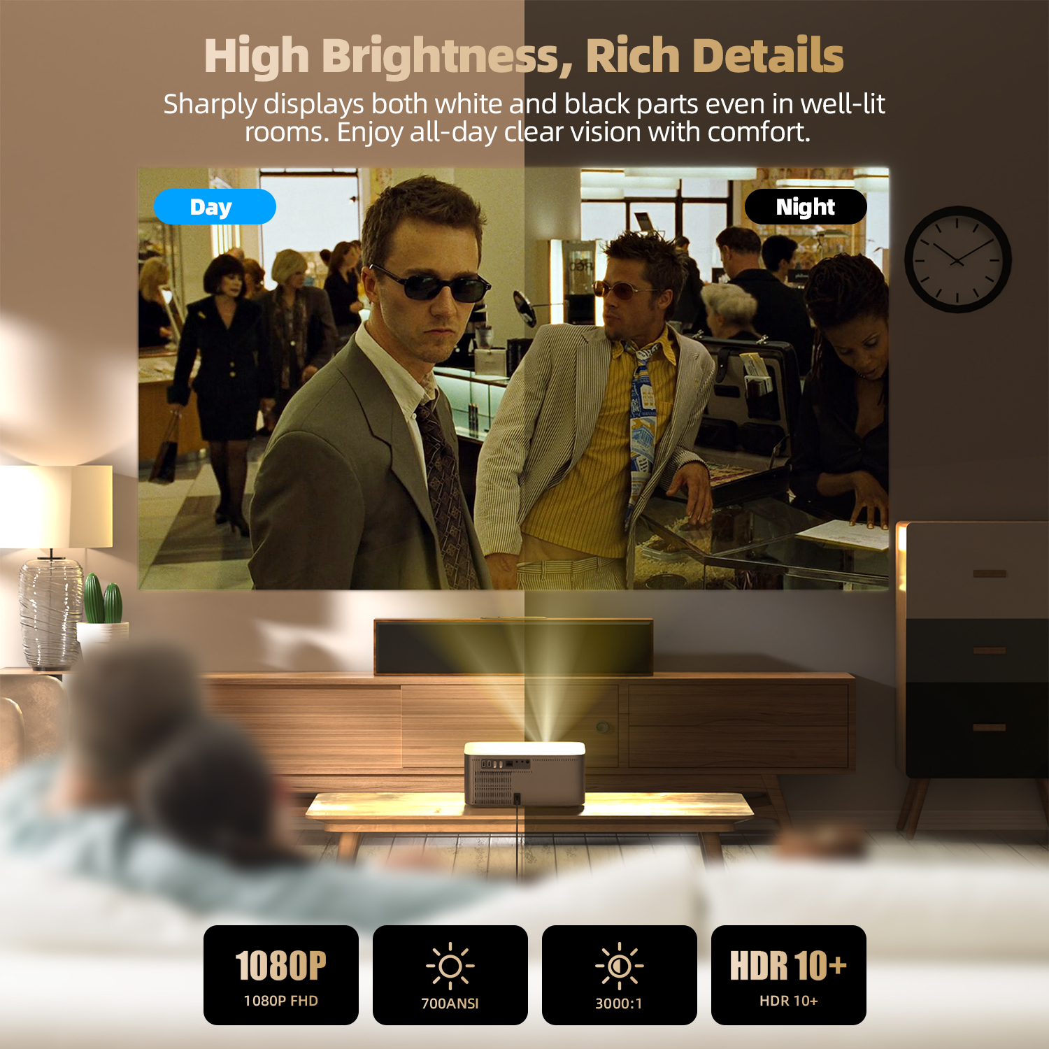 GOOJODOQ โปรเจ็กเตอร์ Projector Netflix 1080p Fhd 700 Ansi Android 13 ...