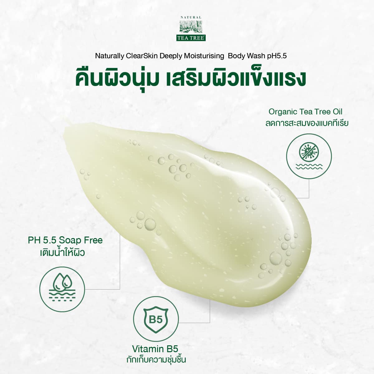 (ซื้อ 2 แถม 1) Tea Tree ที ทรี เจลอาบน้ำ ดีพลี่มอยเจอร์ไรซิ่ง ถุงเติม ...
