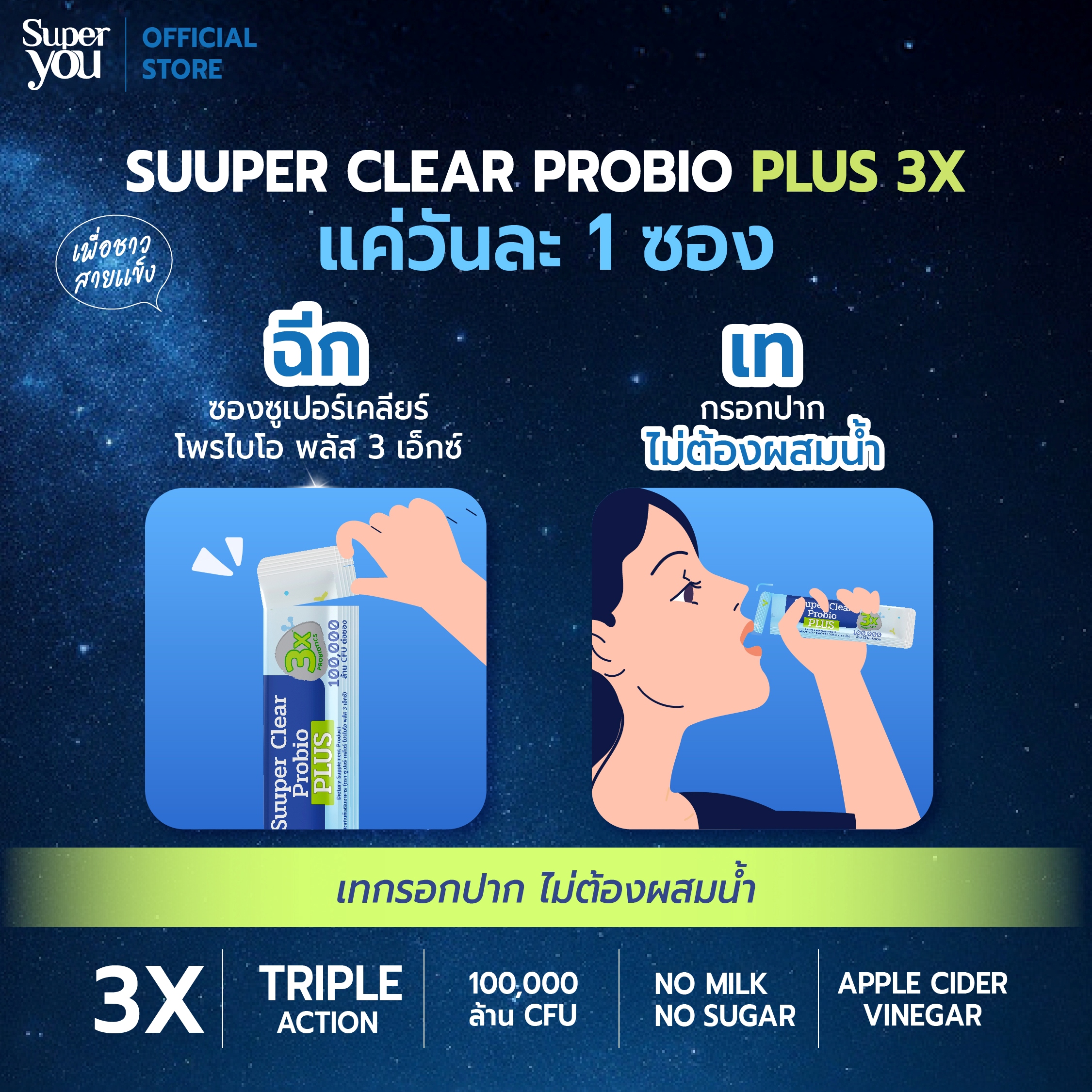 ซูเปอร์ เคลียร์ โปรไบโอ พลัส 3เอ็กซ์ (Suuper Clear Probio PLUS 3x) โปร ...