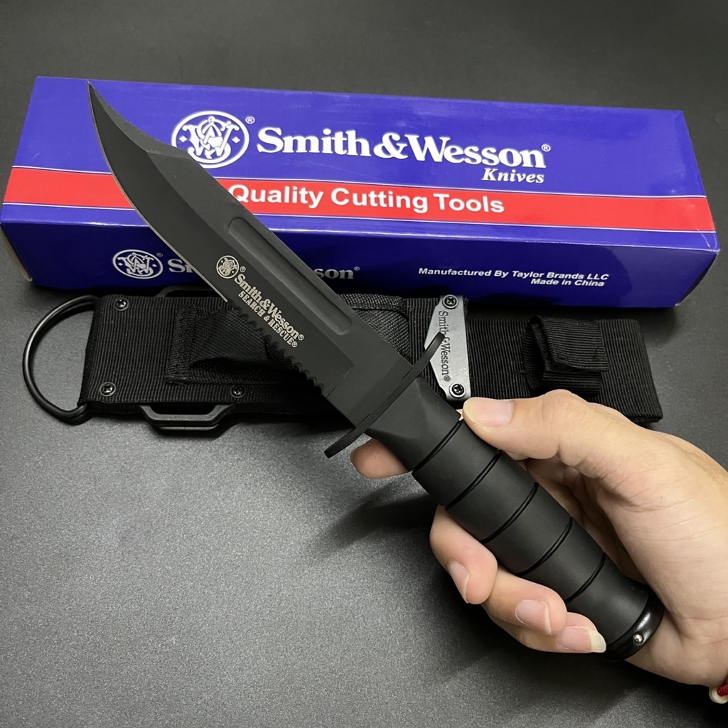 มีดเดินป่า Smith&Wesson รุ่น SWBA CKSUR 4 ใบรมดำทรง BOWIE ( ขนาด 30 ...
