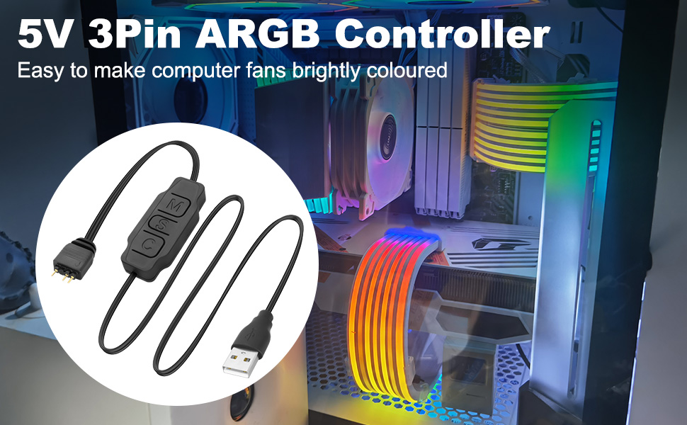 5V 3Pin ARGB Controller USB Power Supply RGB PC Fan Controller LED ...