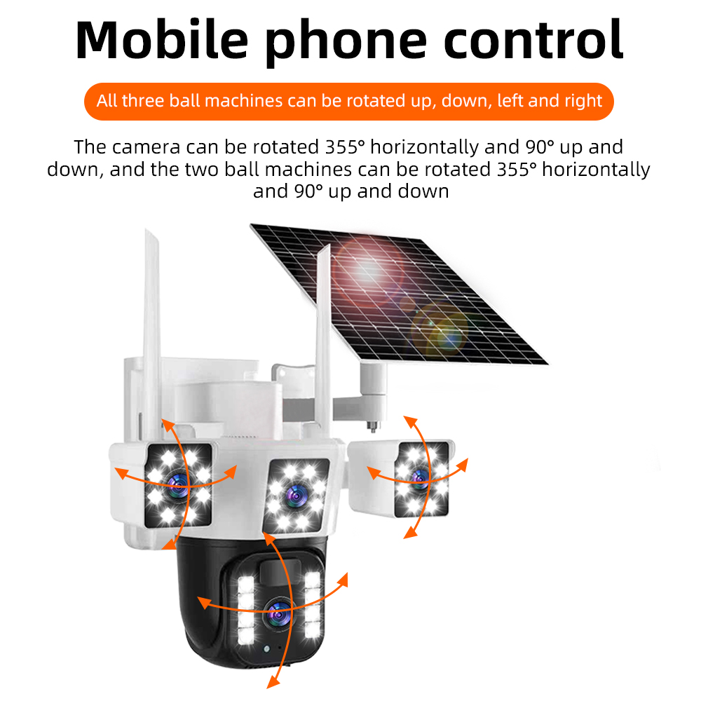 O-kampro EseeCloud 3 เลนส์ 3 12MP 4K ภาพโซลาร์ปิดวงจรทีวีพร้อมการ์ด ...