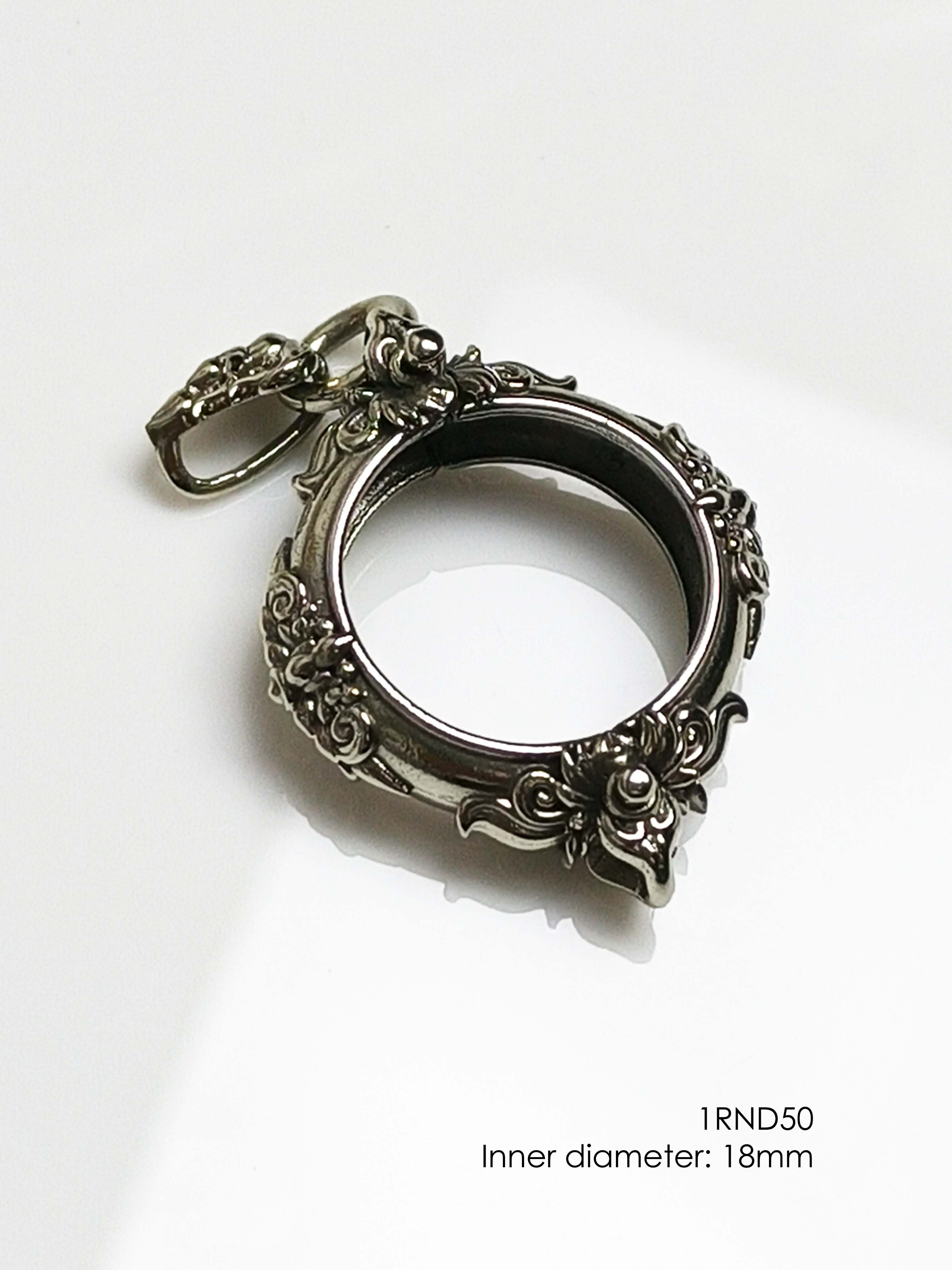 1RND50Whitebrass round amulet casing inner diameter 18mm จี้กรอบพระ ...