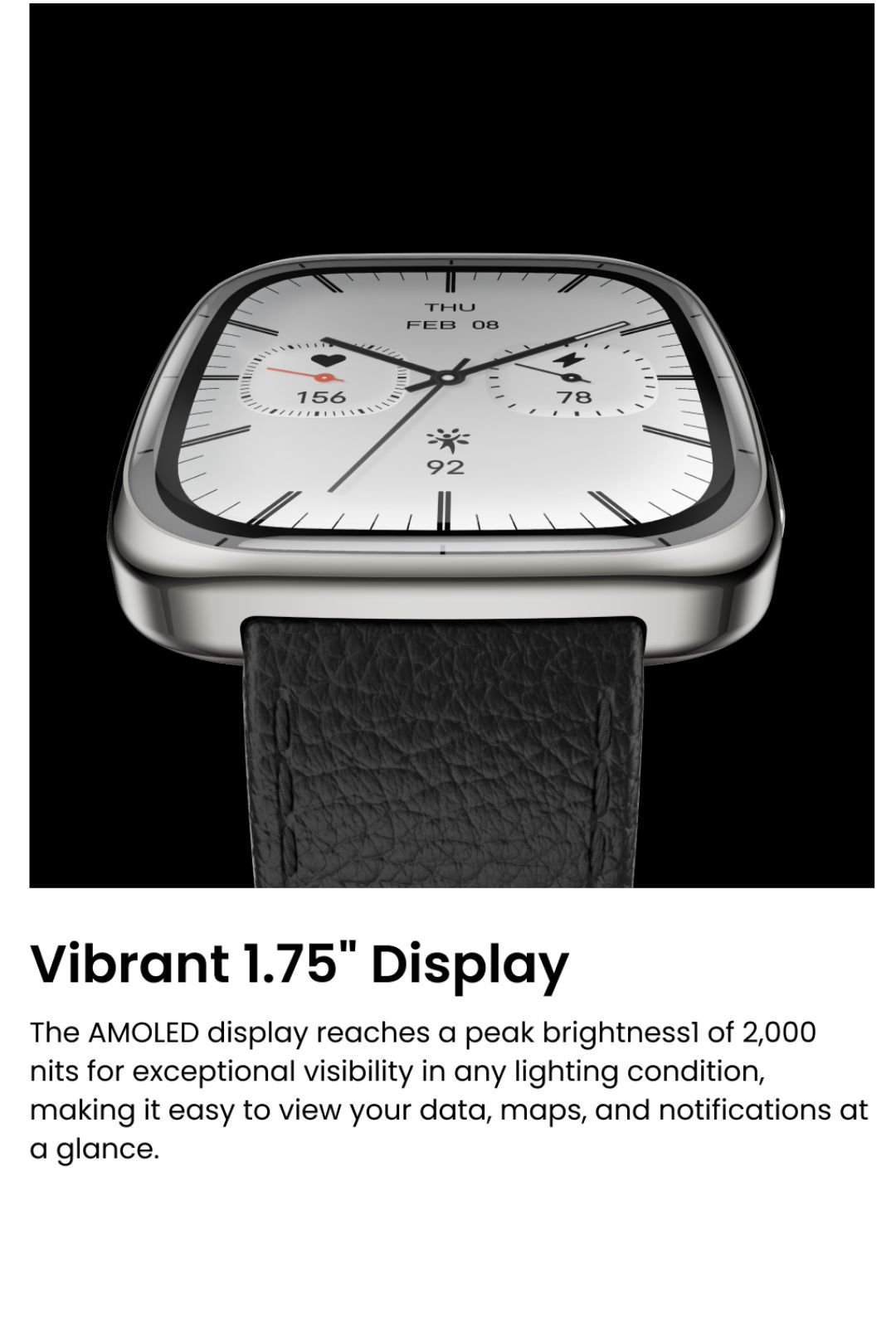 Amazfit Active 2 (Square) 43mm Smartwatch พร้อมระบบGPS 5 ระบบดาวเทียม โหมดกีฬา160+ แบตนาน 19 วัน