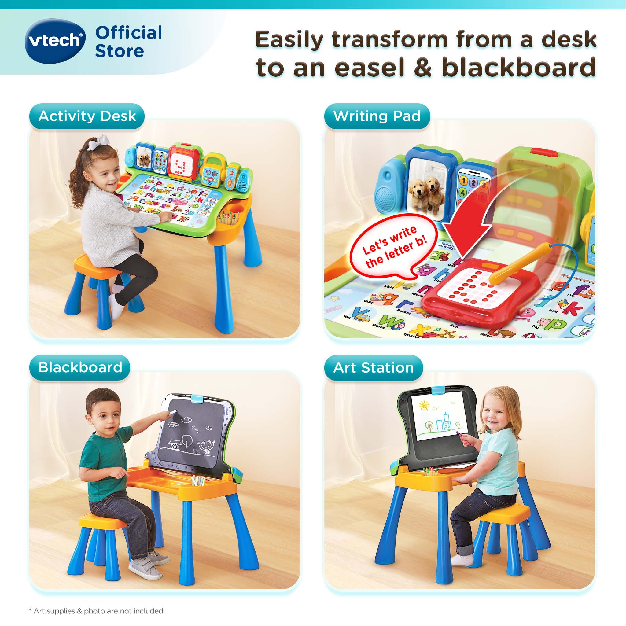 VTech 4 in 1 Kids Learning Desk 【Touch & Learn Activity Desk】Toys + 9 ...