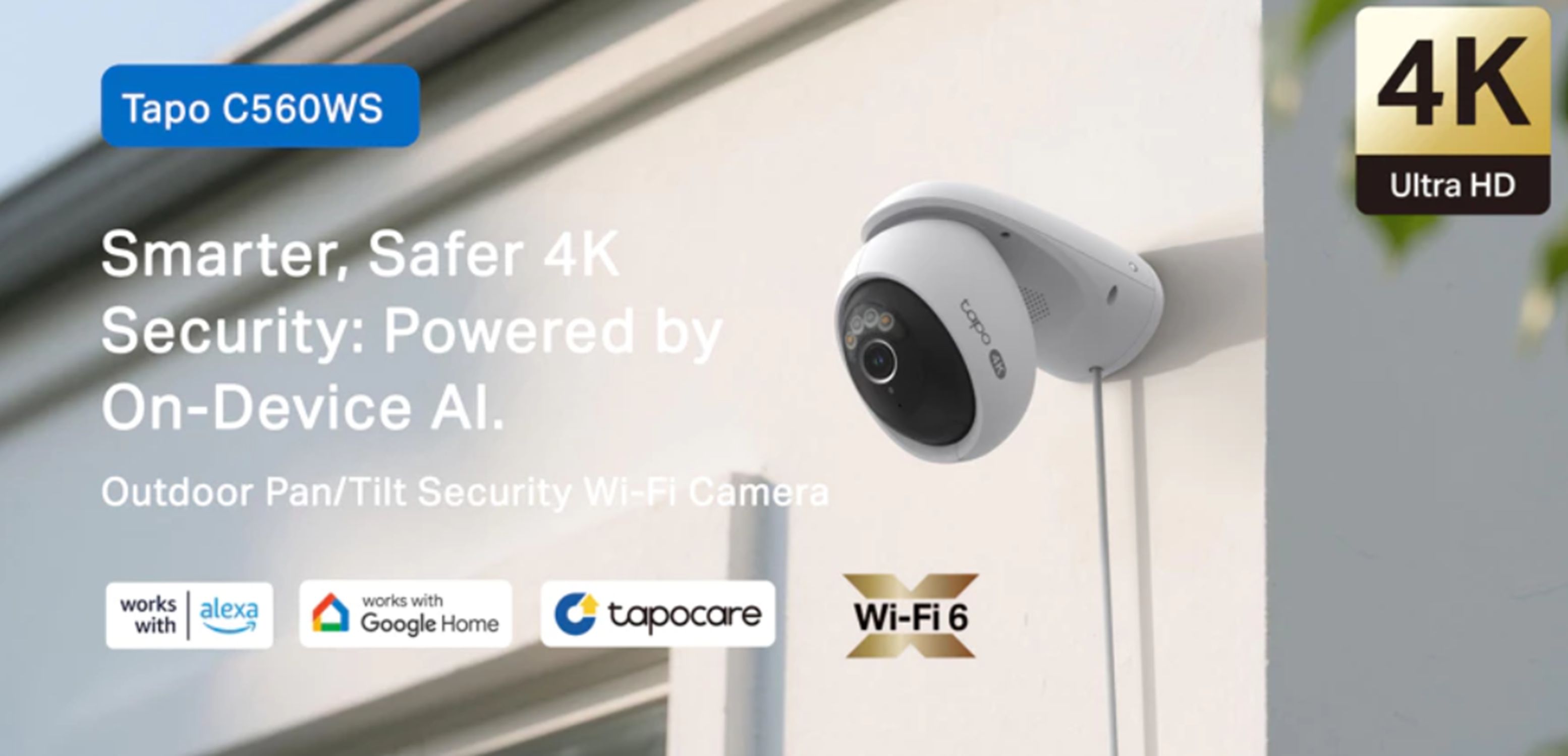 TP-Link Tapo C560WS กล้องไวไฟ 4K 8MP ใช้งานภายนอก IP66 มี AI จดจำใบหน้า ...