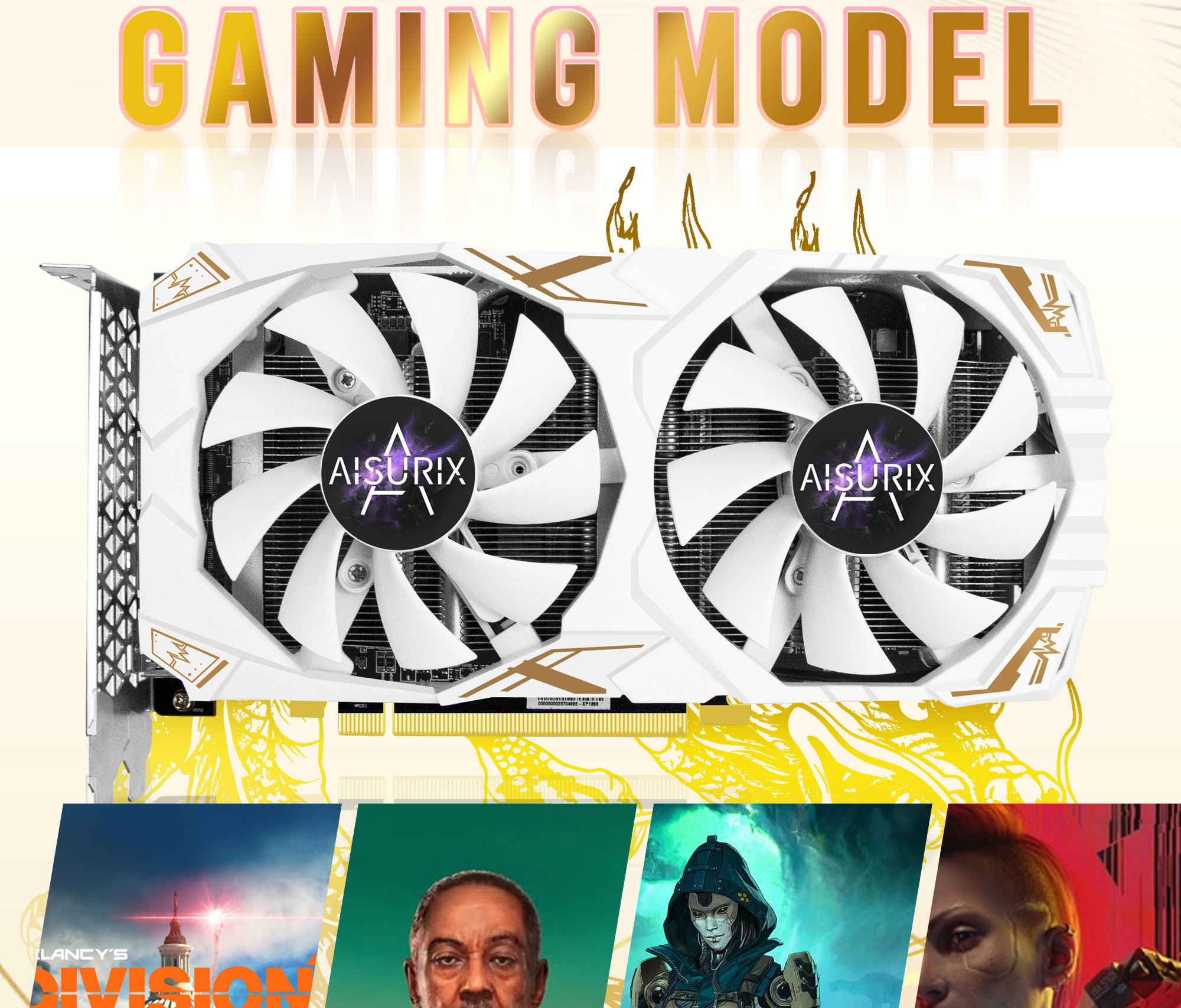 AISURIX VGA การ์ดจอ RX 580 8GB GDDR5 HDMI 2048SP 256Bit Radeon RX580 ...
