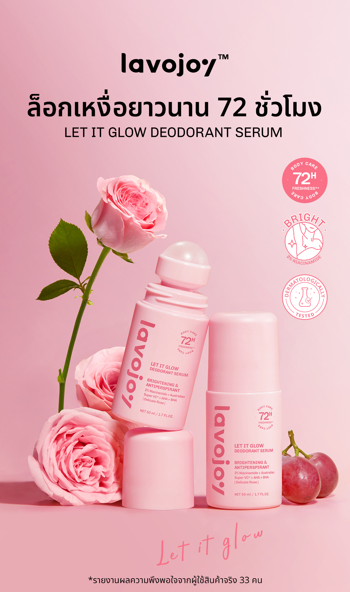 lavojoy Let It Glow Deodorant Serum 50ml. โรลออนเซรั่ม วงแขนกระจ่างใส ...
