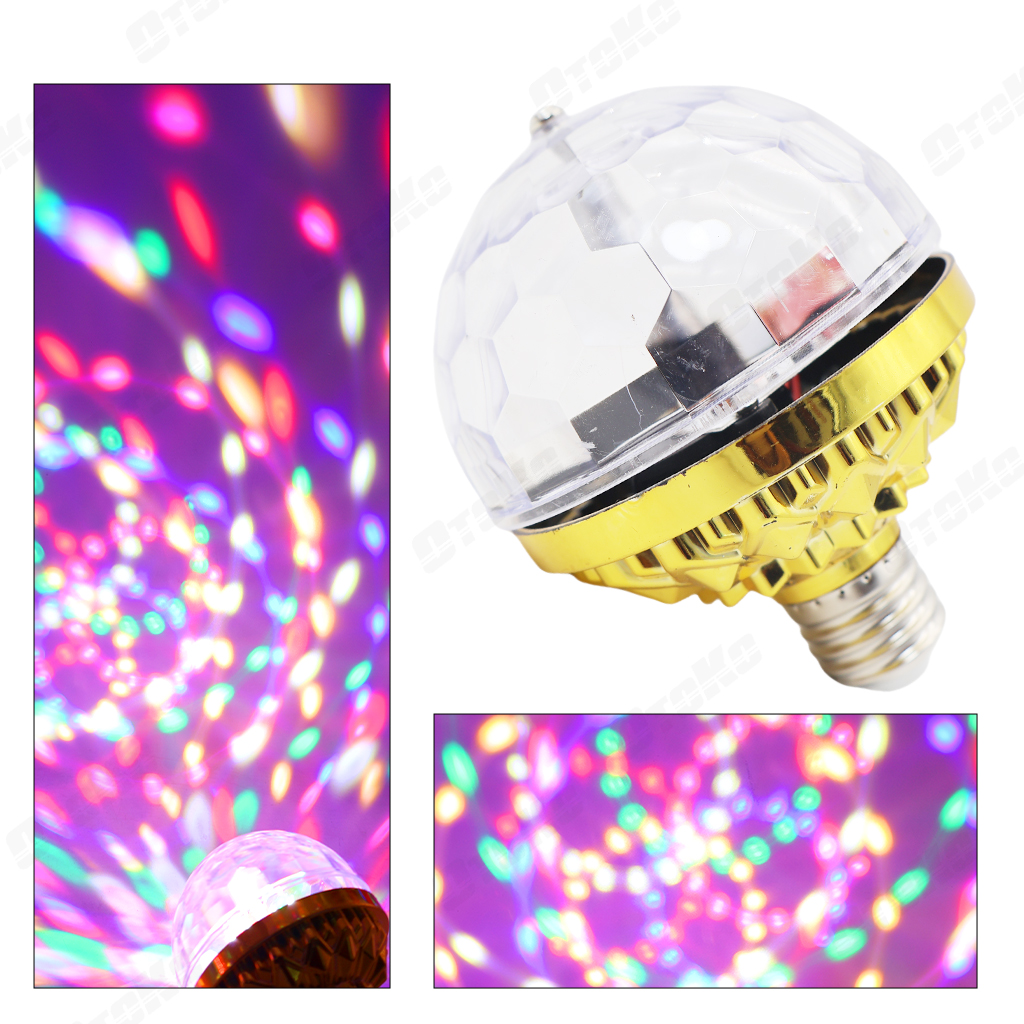 ไฟเทค ไฟดิสโก้ หมุนได้ LED RGB ขั้ว E27 6W หลอดไฟแอลอีดี หลอดไฟหลากสี ...