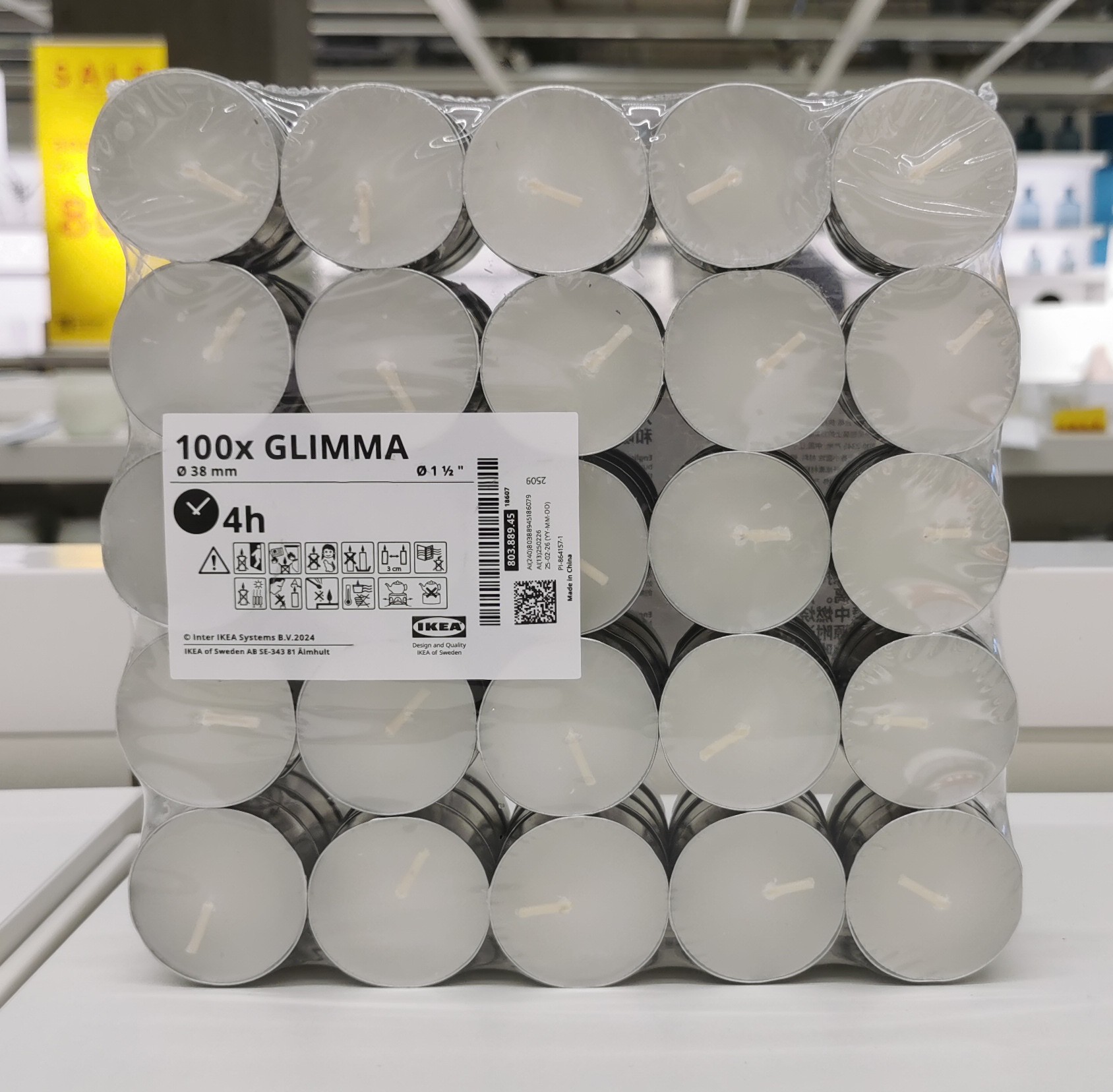 อีเกีย (IKEA) เทียนทีไลท์ ไม่มีกลื่น IKEA GLIMMA กลิมม่า ขนาด 3.8 cm ...